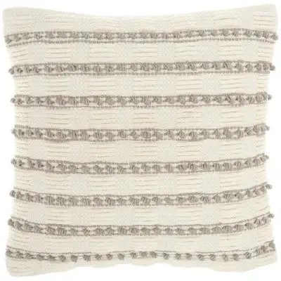 18"x18" Life Styles Woven Lines and Dots Square Throw Pillow Light Gray - Mina Victory