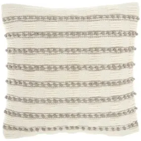 18"x18" Life Styles Woven Lines and Dots Square Throw Pillow Light Gray - Mina Victory