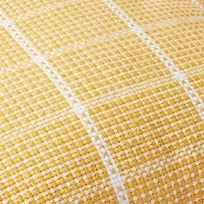 18"x18" Textured Grid Lines Indoor/Outdoor Square Throw Pillow Gold/Cream - Hearth & Hand with Magnolia