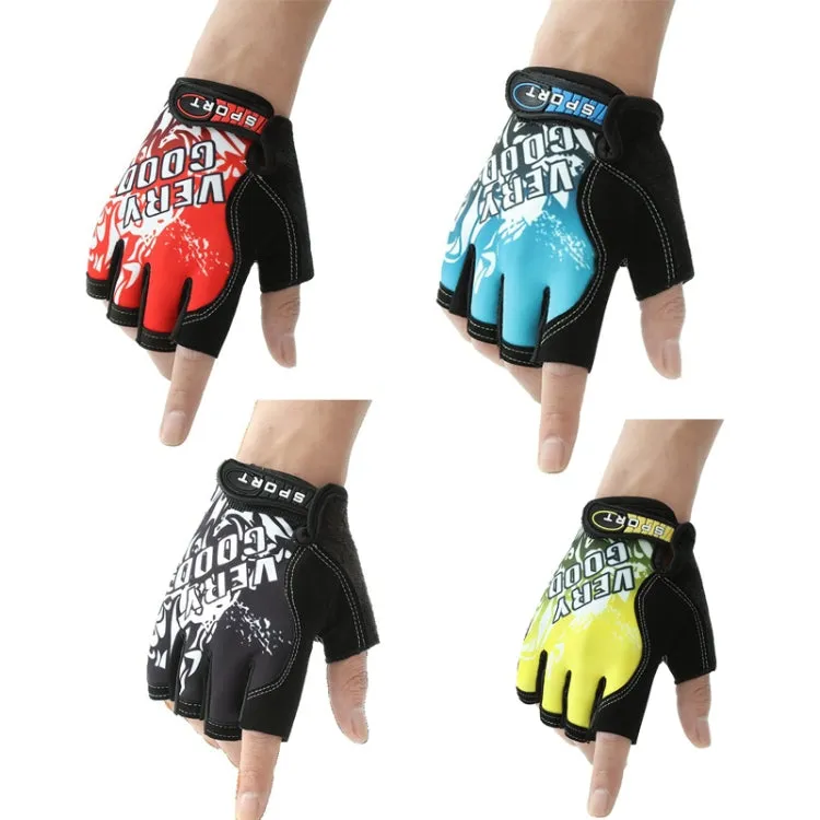 1pair Outdoor Sports Light and Breathable Summer Non-slip Fitness Half-finger Gloves(Blue)