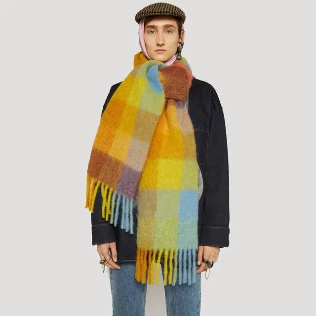 2023 New Men Women Cashmere Scarf Ticked Warm Blanket Colorful Plaid Long Tassels Soft Shawls Neck Wraps Scarves