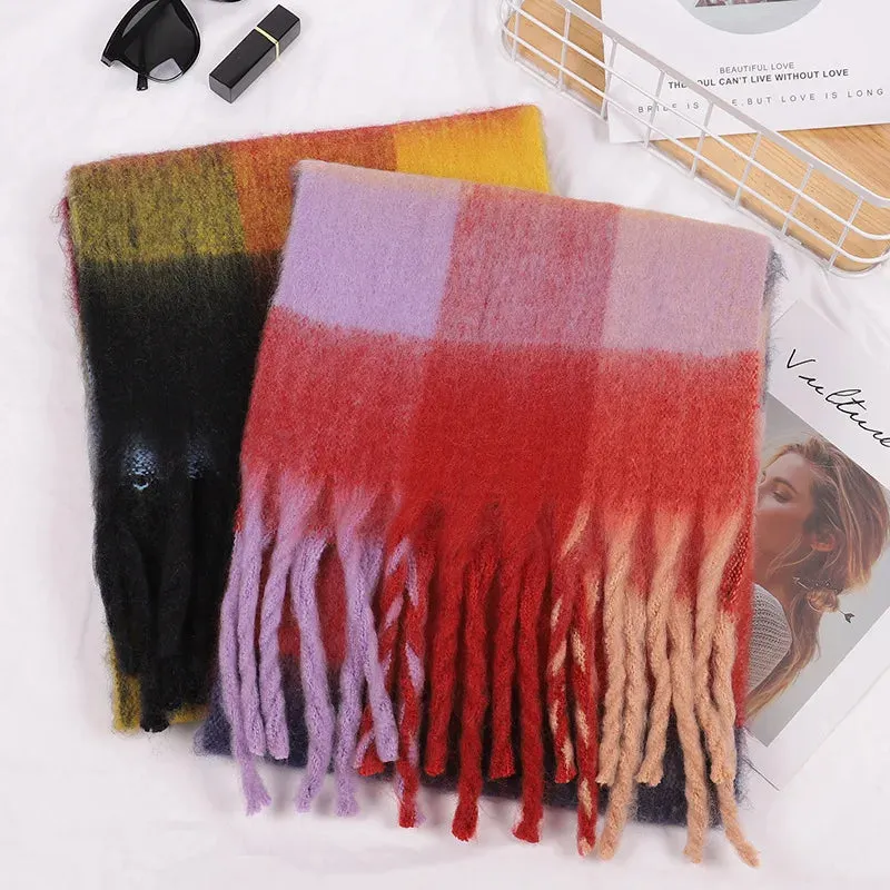 2023 New Men Women Cashmere Scarf Ticked Warm Blanket Colorful Plaid Long Tassels Soft Shawls Neck Wraps Scarves