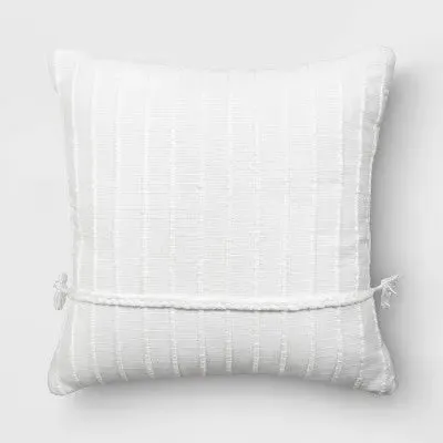 20"x20" Textural Solid Square Indoor Outdoor Throw Pillow White - Threshold