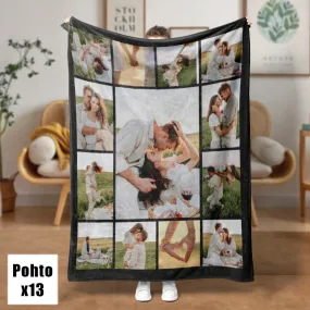 4FunGift® Custom 13 Photos Blanket Fleece Blanket For Him/Her