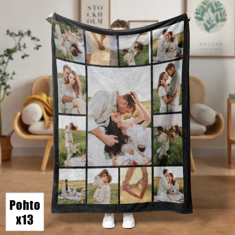 4FunGift® Custom 13 Photos Blanket Fleece Blanket For Him/Her