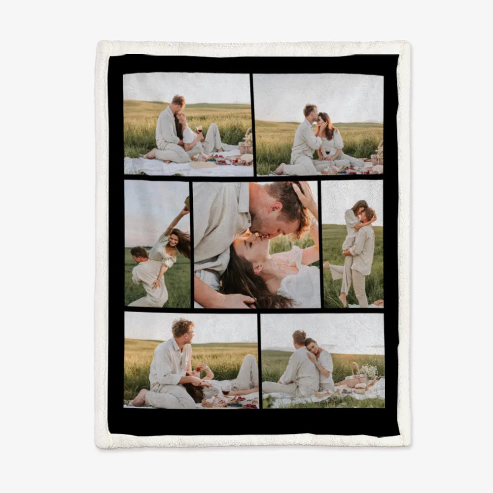 4FunGift® Custom 7 Photos Blanket Fleece Blanket For Him/Her