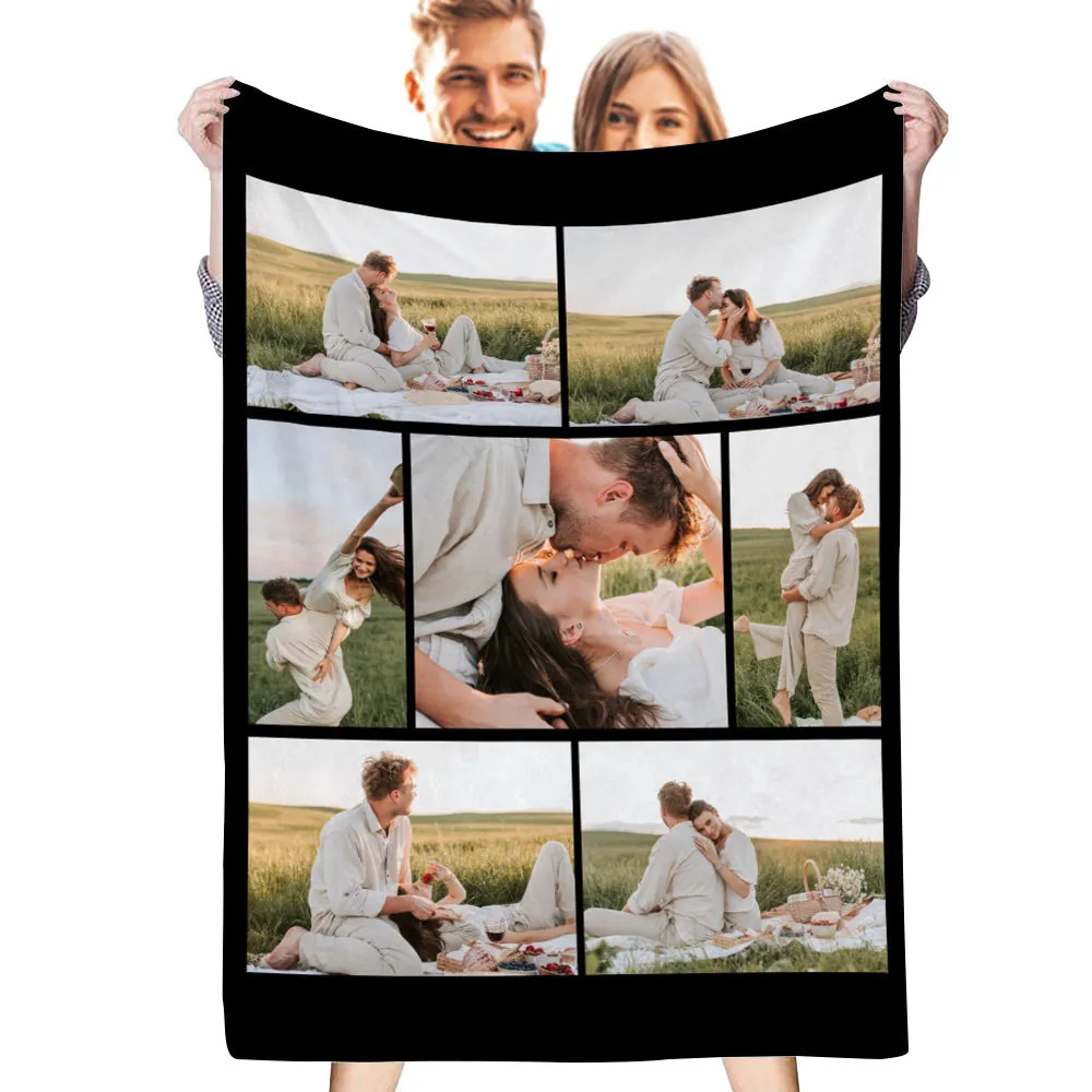 4FunGift® Custom 7 Photos Blanket Fleece Blanket For Him/Her