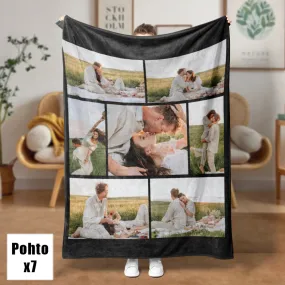 4FunGift® Custom 7 Photos Blanket Fleece Blanket For Him/Her