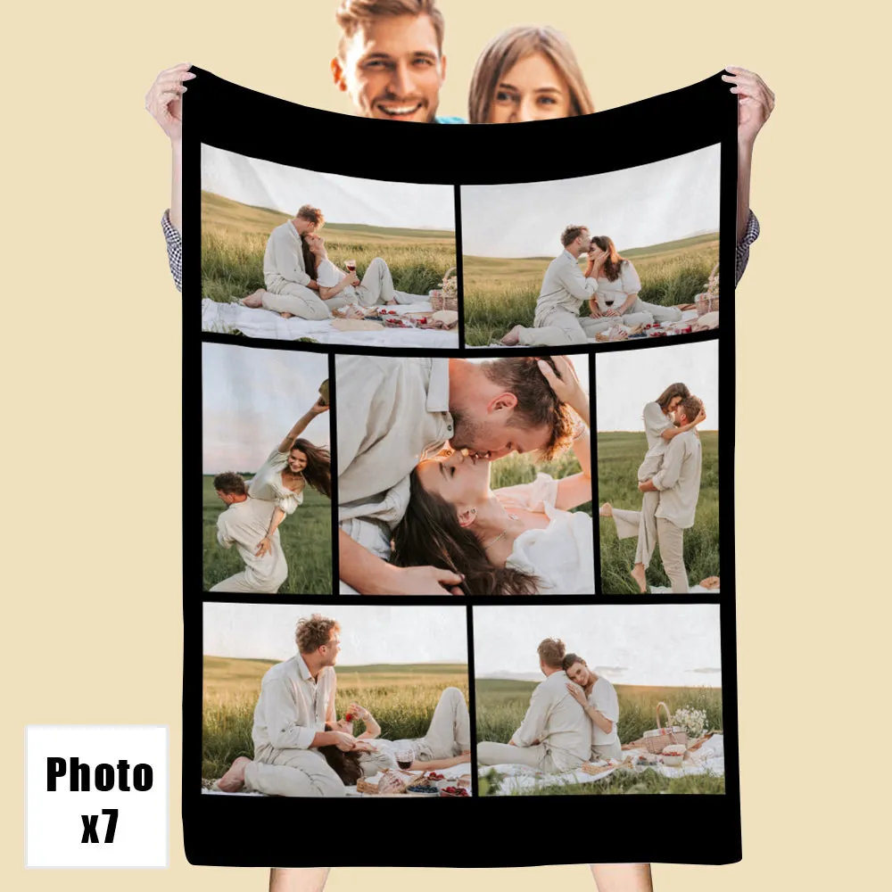 4FunGift® Custom 7 Photos Blanket Fleece Blanket For Him/Her