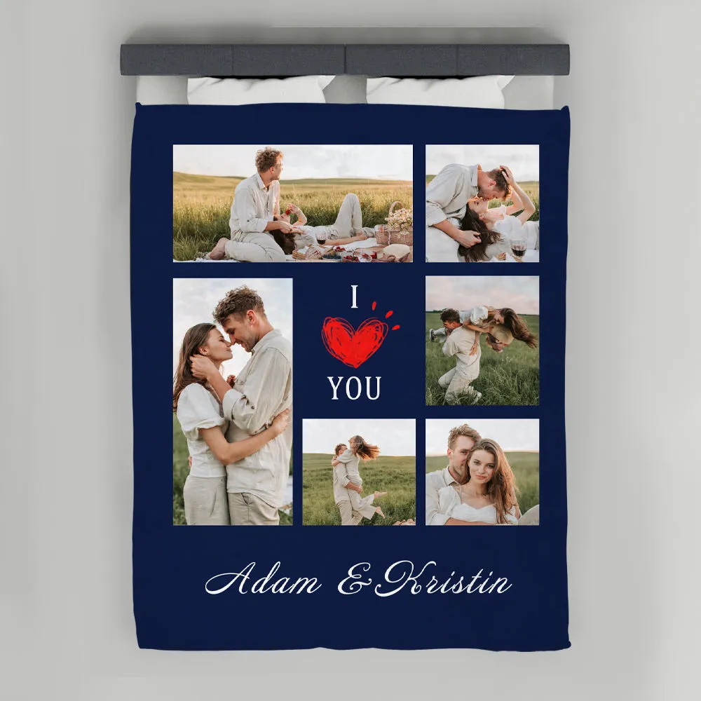 4FunGift® Custom Blanket With 6 Photos Personalized Picture Throw Blanket