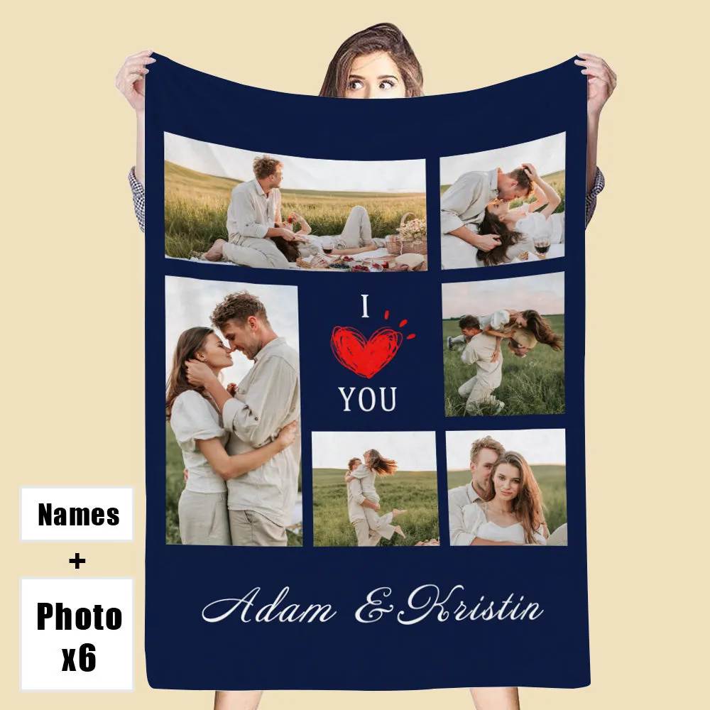 4FunGift® Custom Blanket With 6 Photos Personalized Picture Throw Blanket