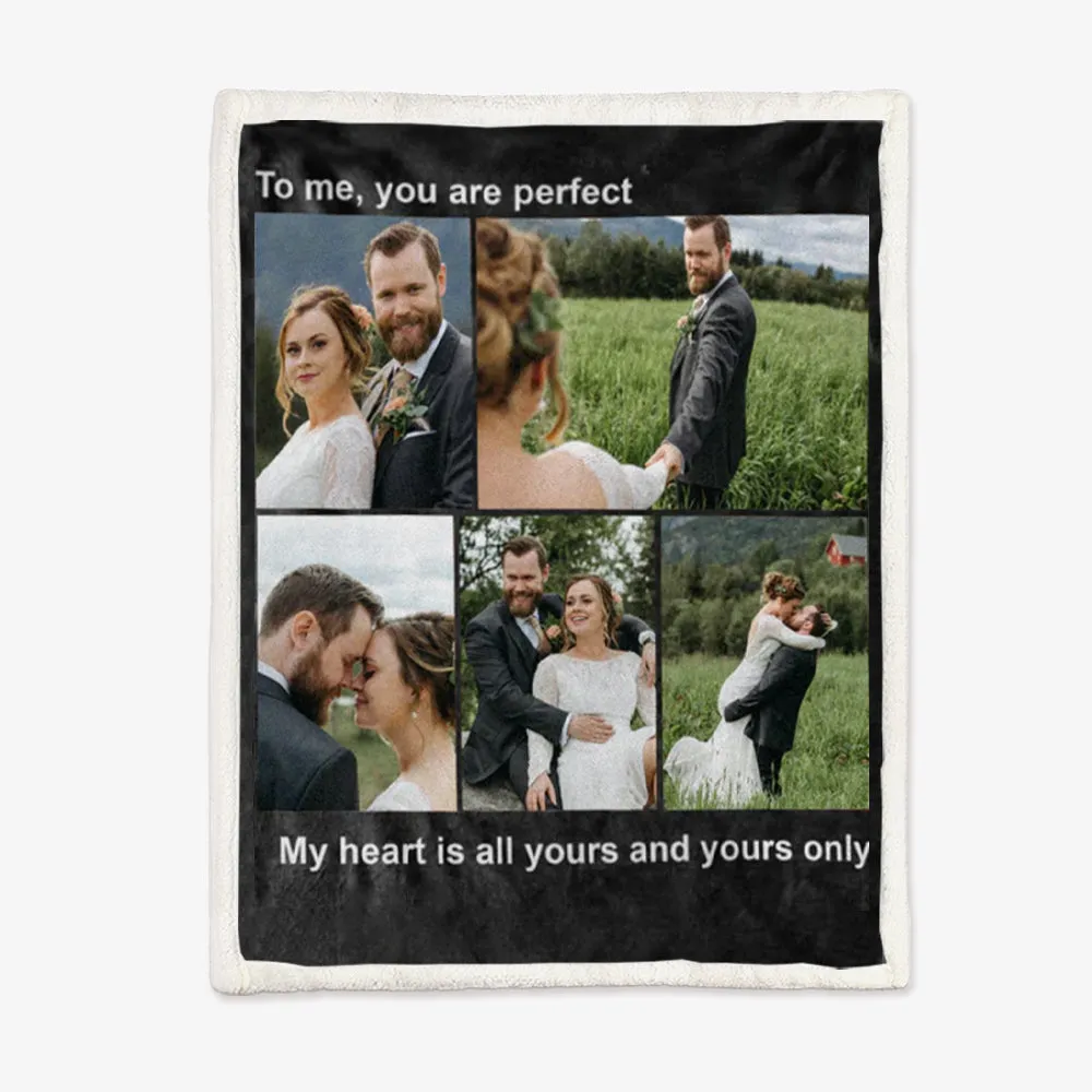 4FunGift® Custom Fleece 5 Photos&Text Blanket