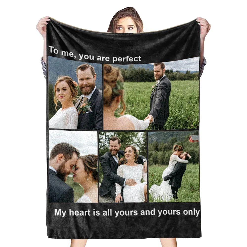 4FunGift® Custom Fleece 5 Photos&Text Blanket