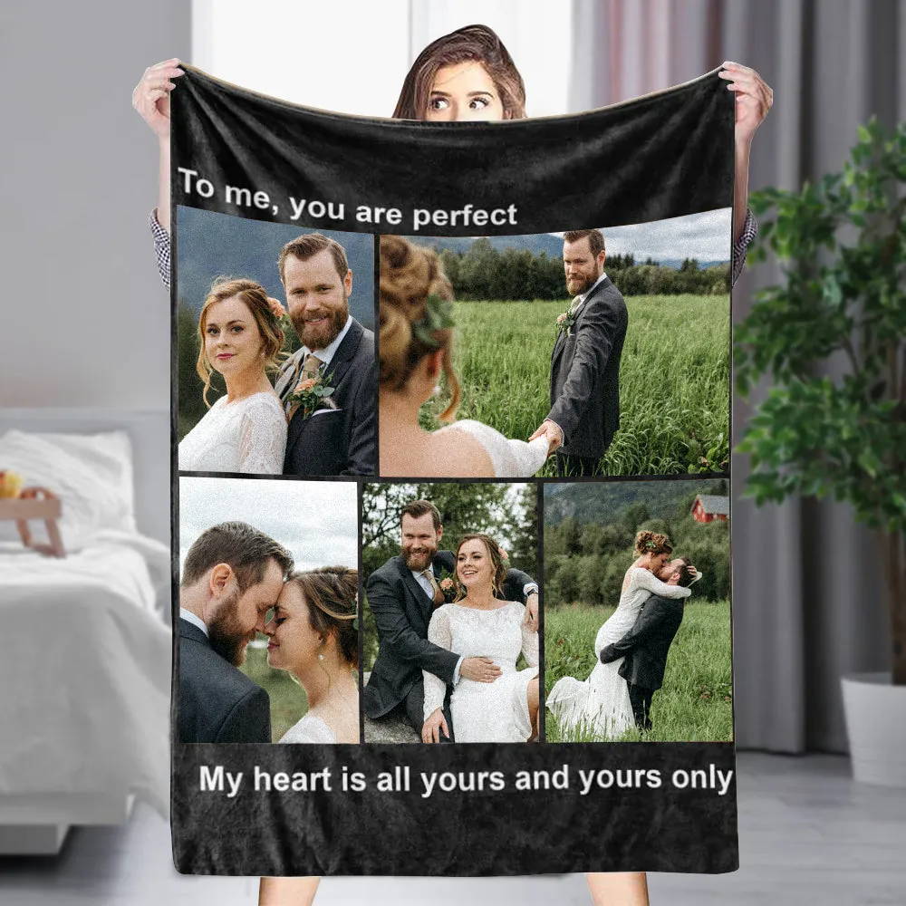 4FunGift® Custom Fleece 5 Photos&Text Blanket