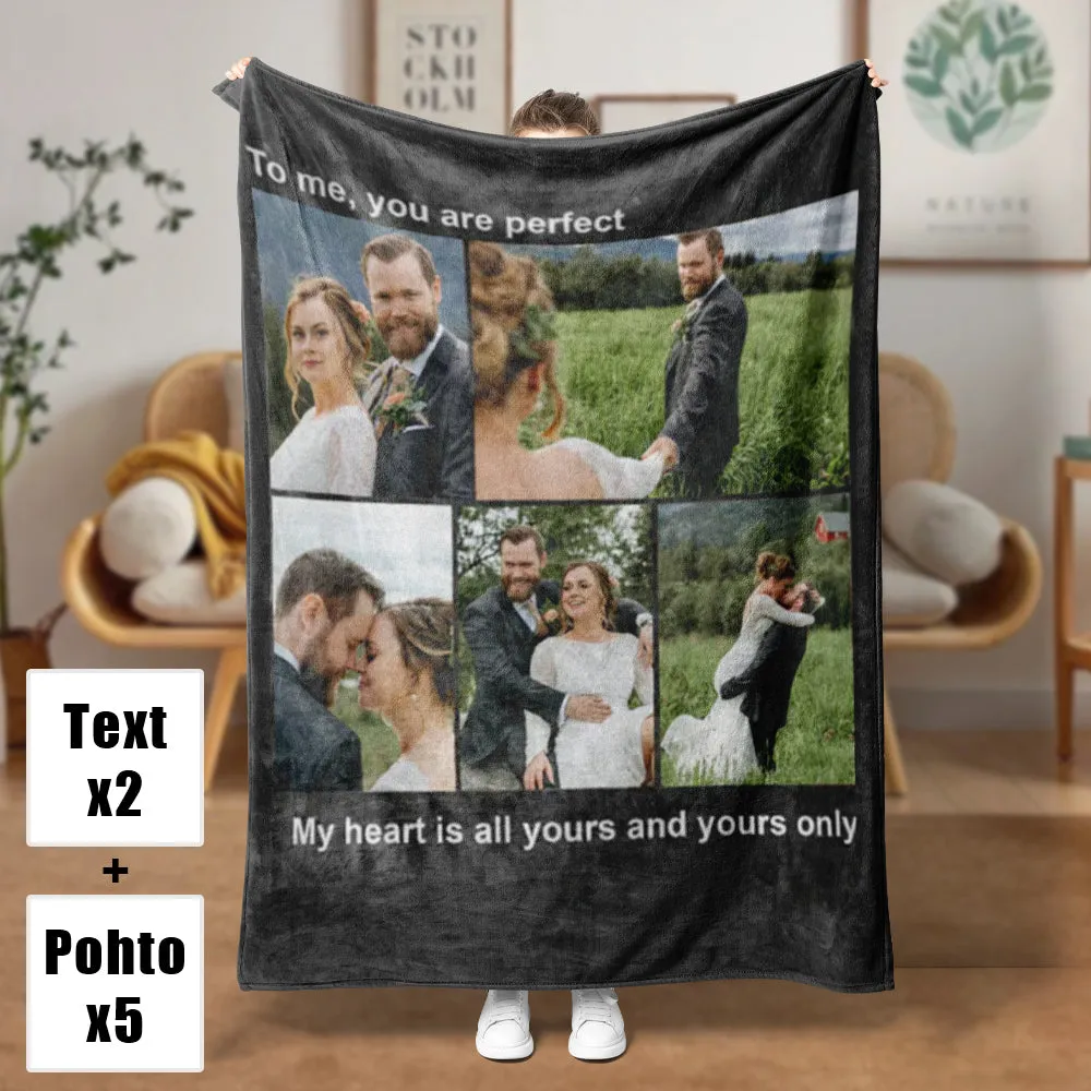 4FunGift® Custom Fleece 5 Photos&Text Blanket