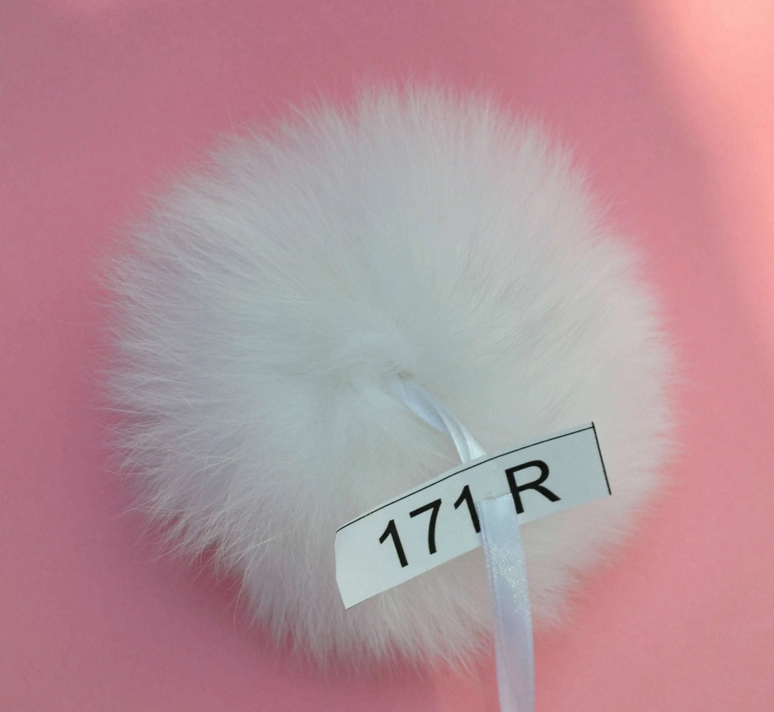 5,5" White Fox Fur Pom for Beanie with ribbons