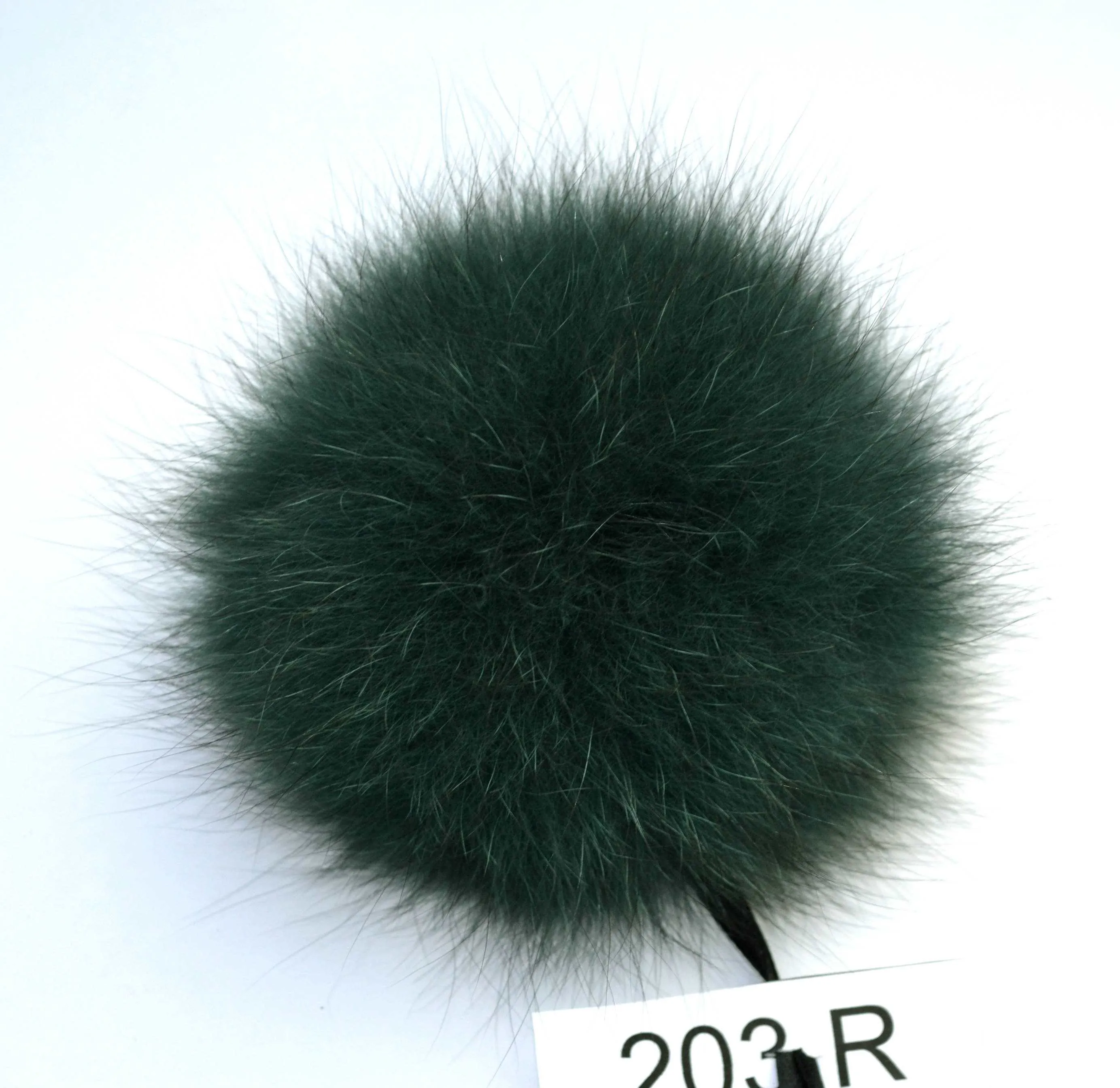 5,5"Green arctic fox pom pom with ribbons