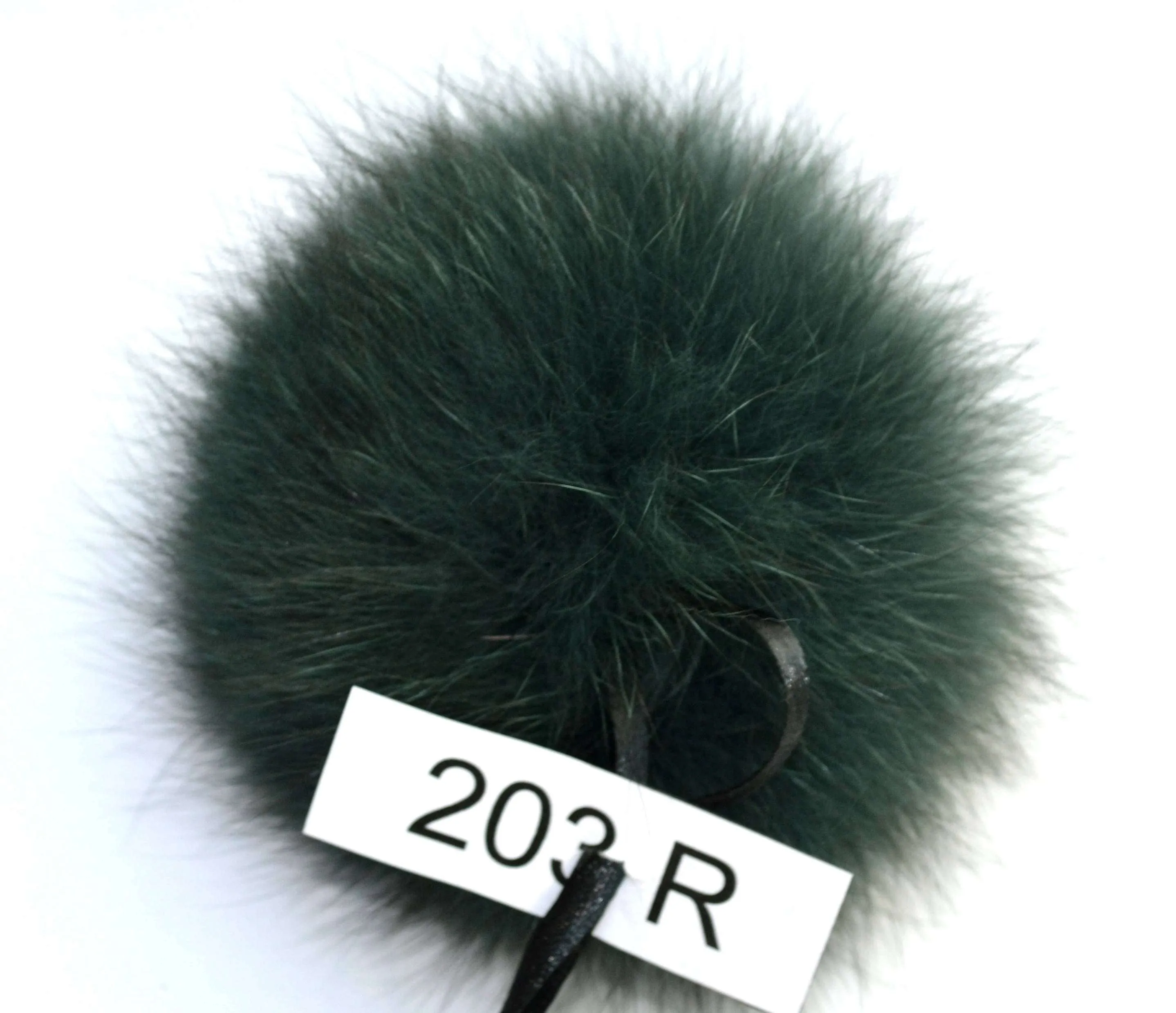 5,5"Green arctic fox pom pom with ribbons