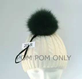 5,5"Green arctic fox pom pom with ribbons