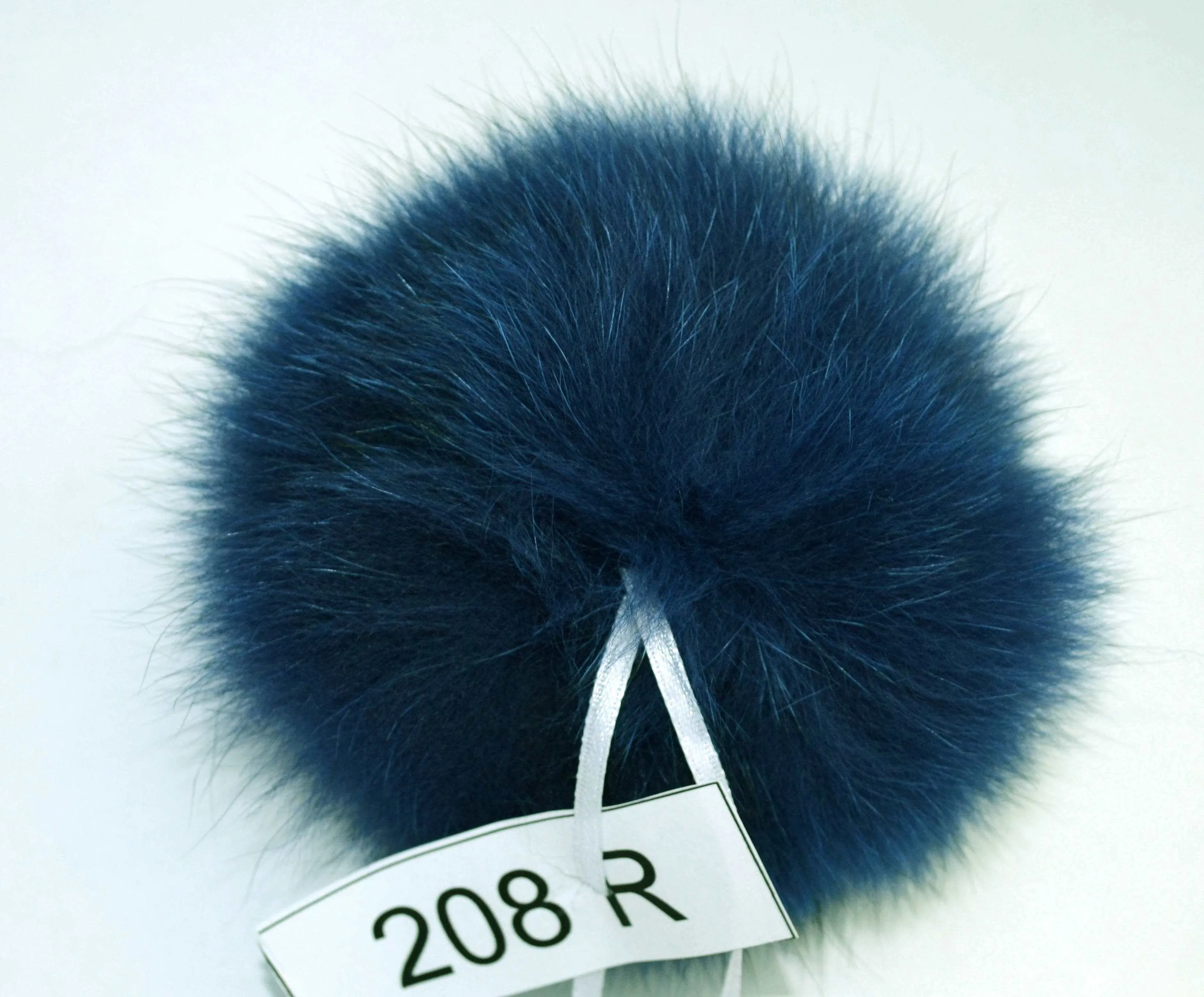 5" Blue Arctic Fox Pom Pom with Ribbons