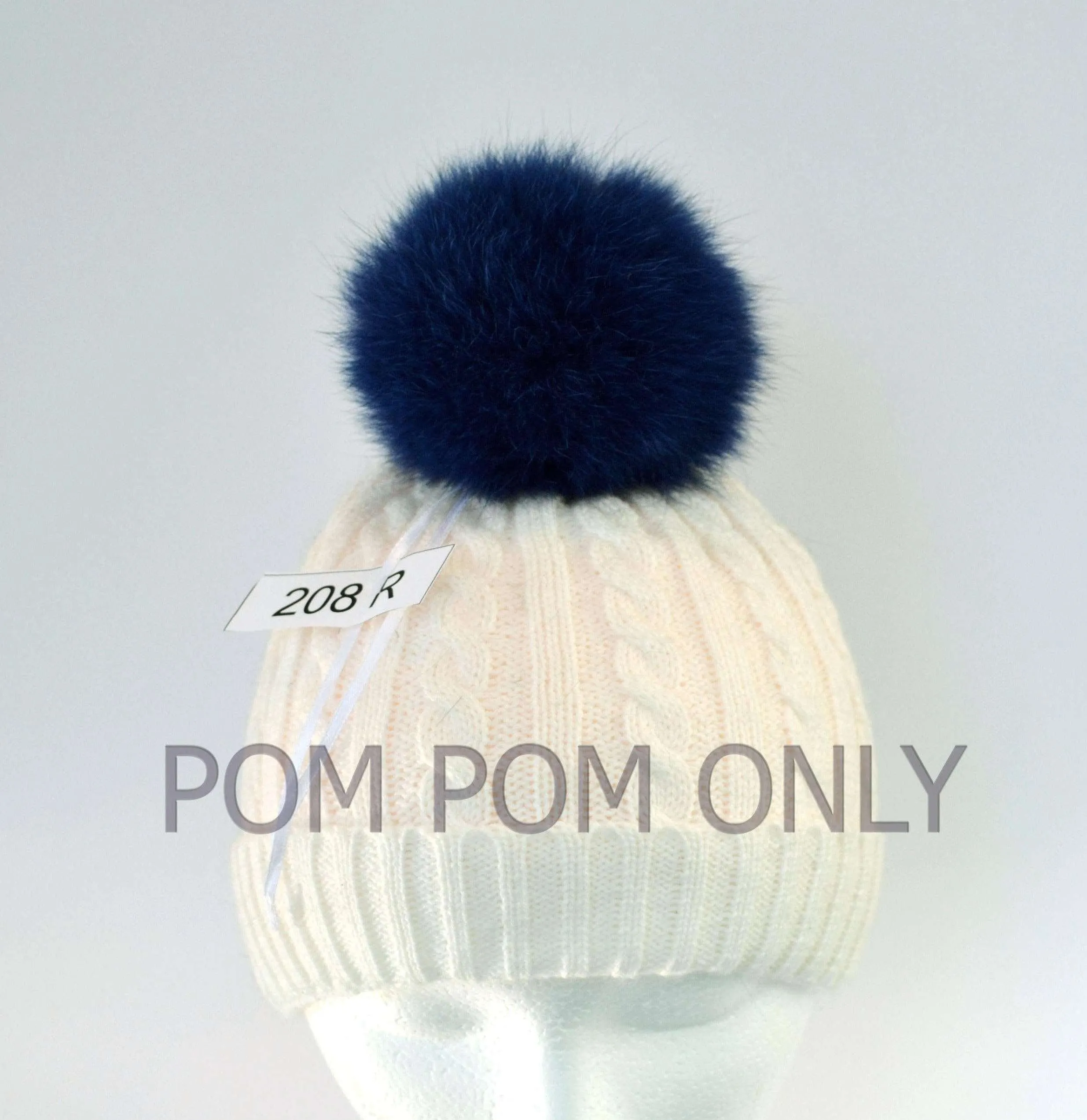 5" Blue Arctic Fox Pom Pom with Ribbons