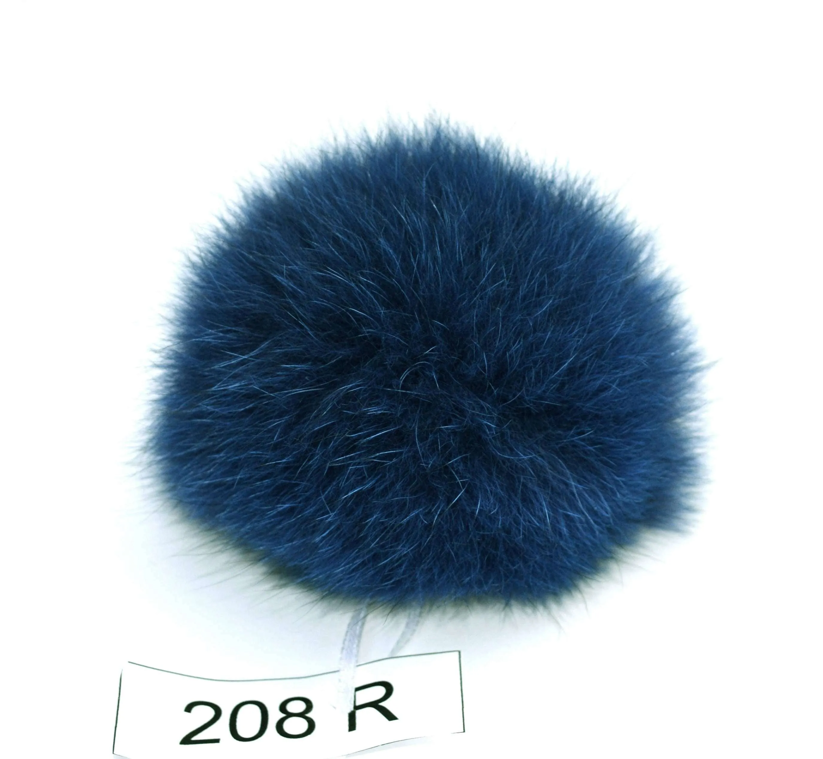 5" Blue Arctic Fox Pom Pom with Ribbons