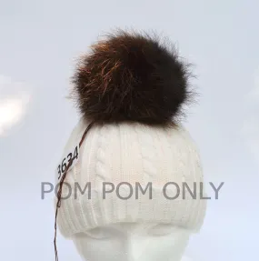 6,5" Brown fur pom pom, fox pom pom with threads