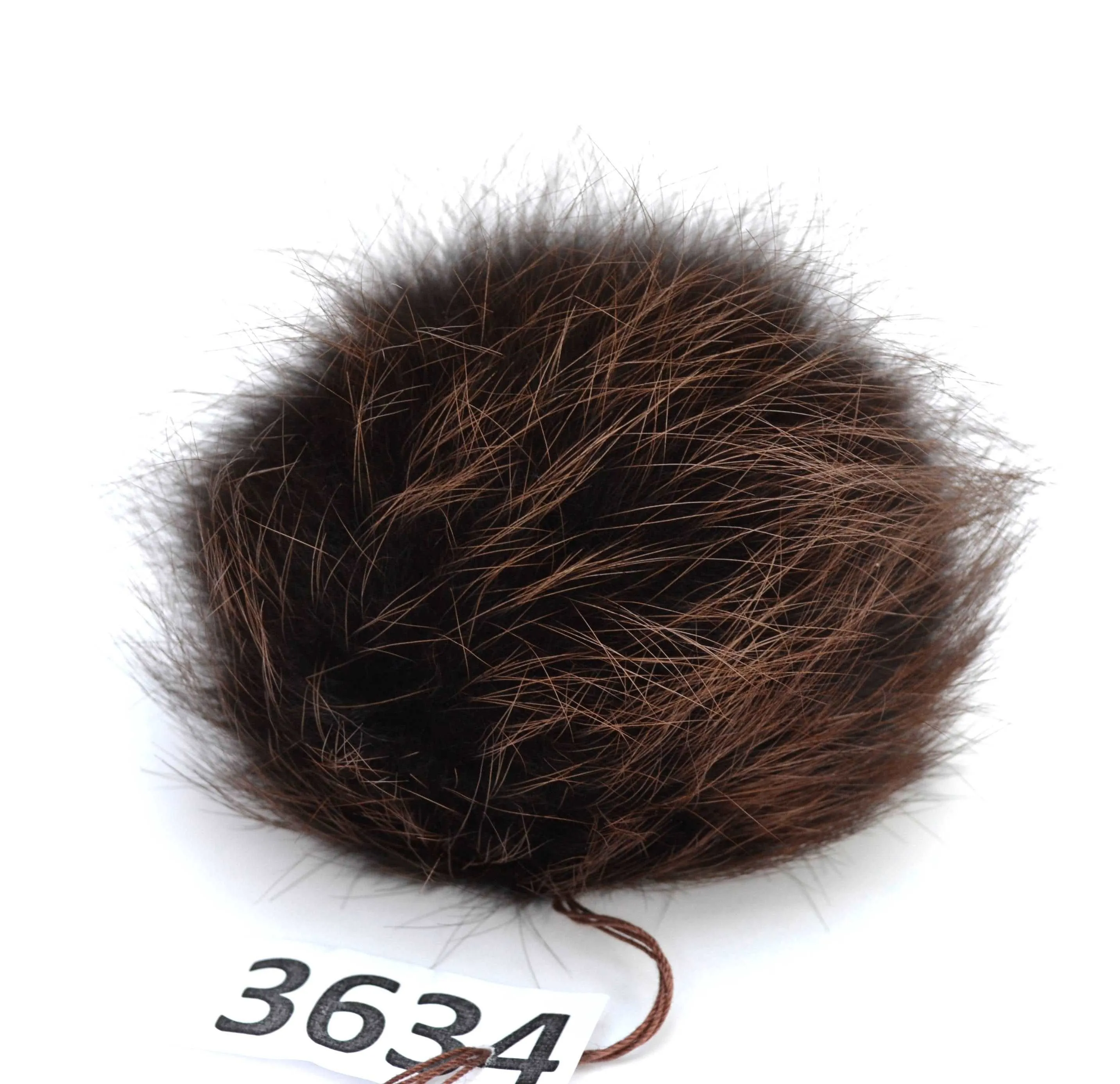 6,5" Brown fur pom pom, fox pom pom with threads