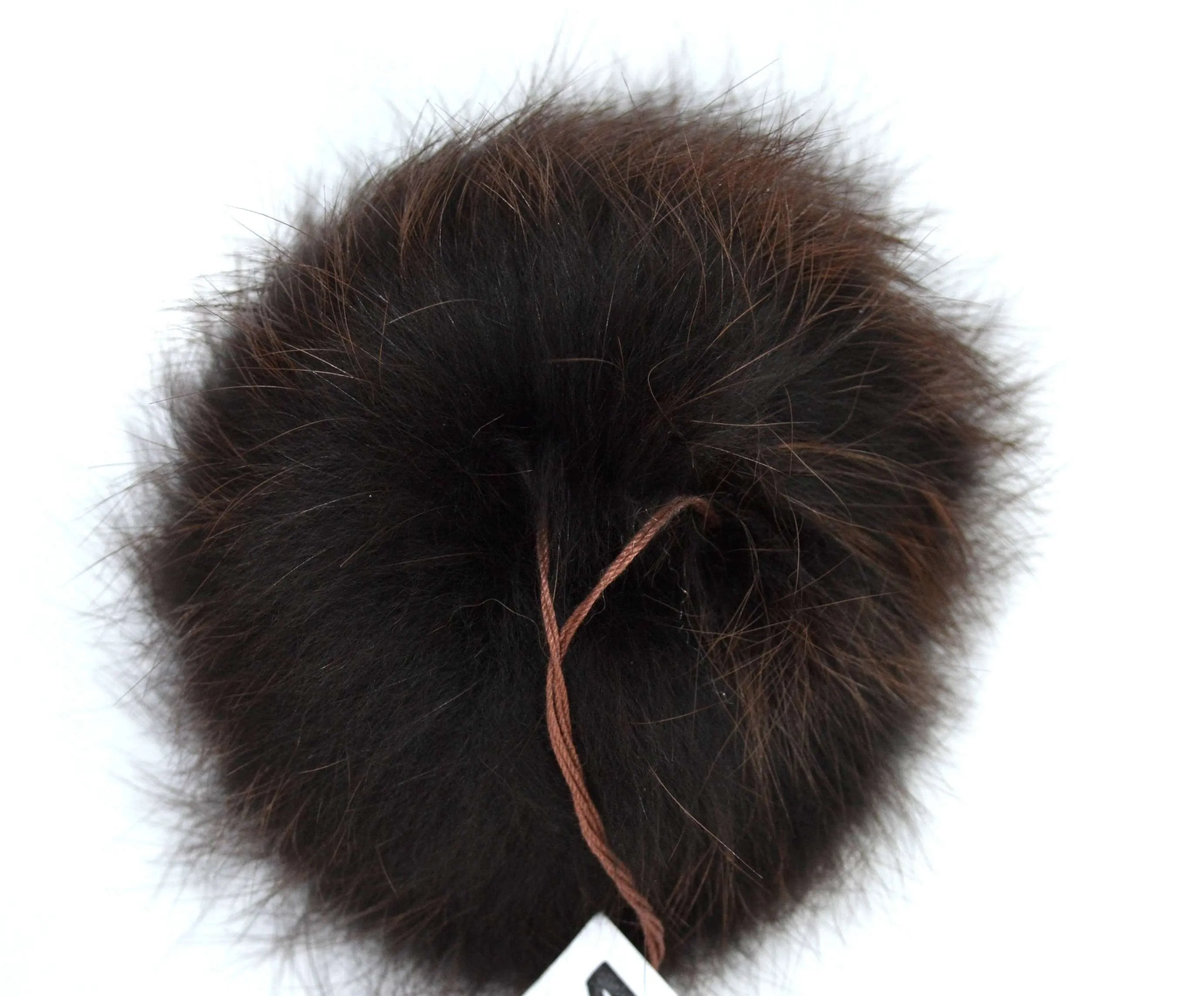 6,5" Brown fur pom pom, fox pom pom with threads