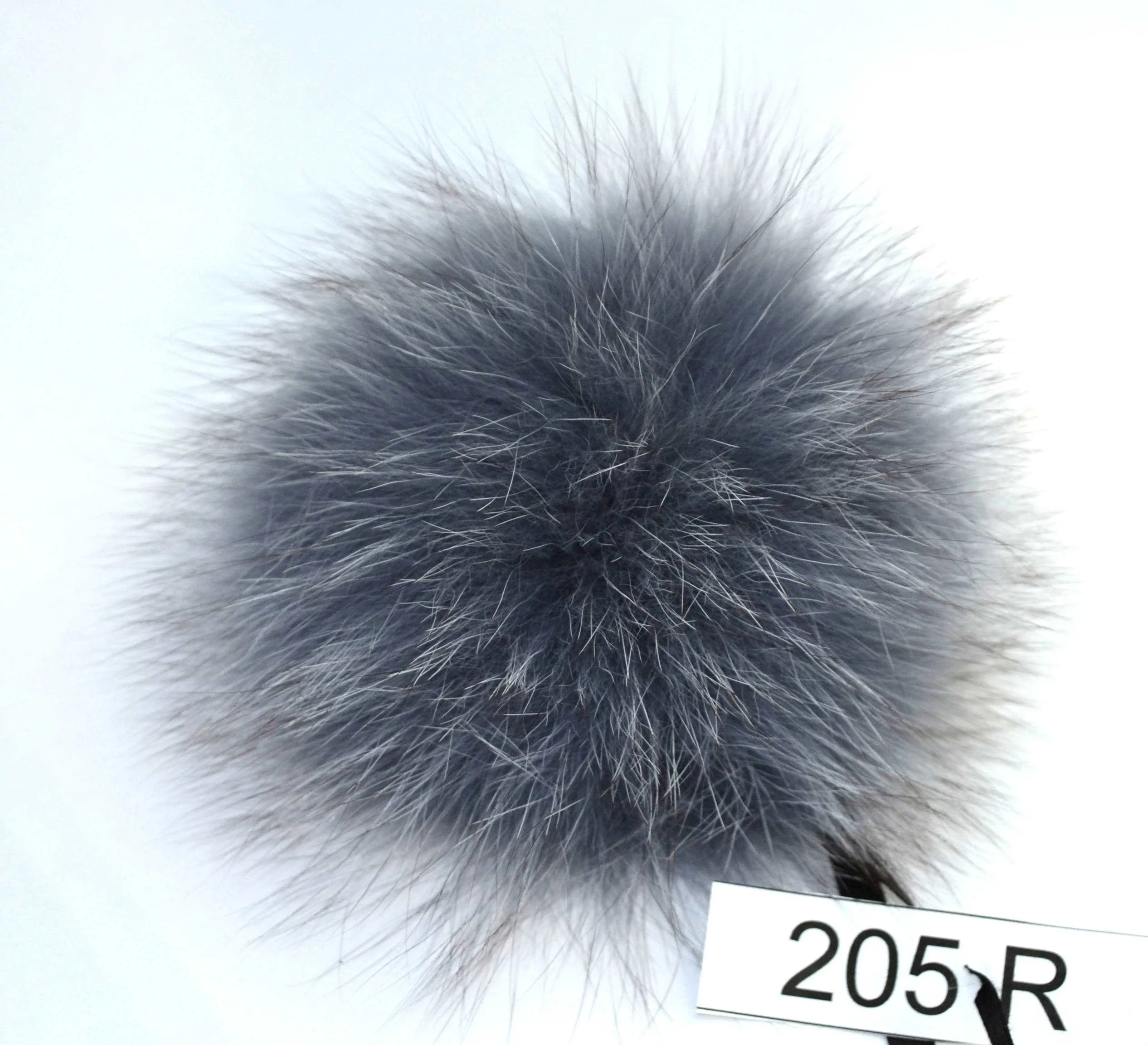 6" Beautiful Gray Fox pom pom with ribbons