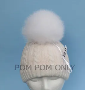 6" HIGHEST QUALITY White Fox Pom Pom, fur pom pom ball