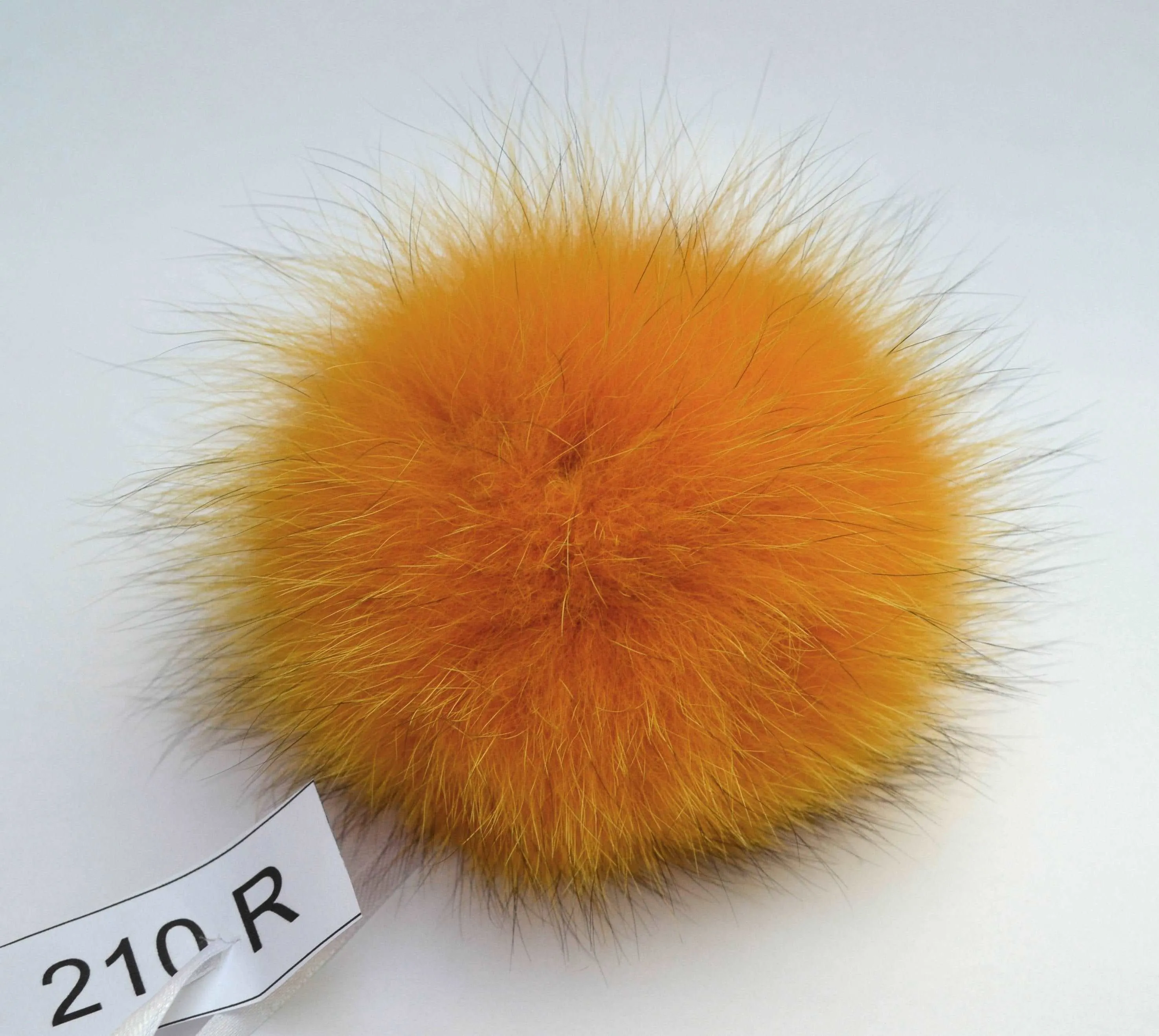 6" Orange Fox pompom with ribbons