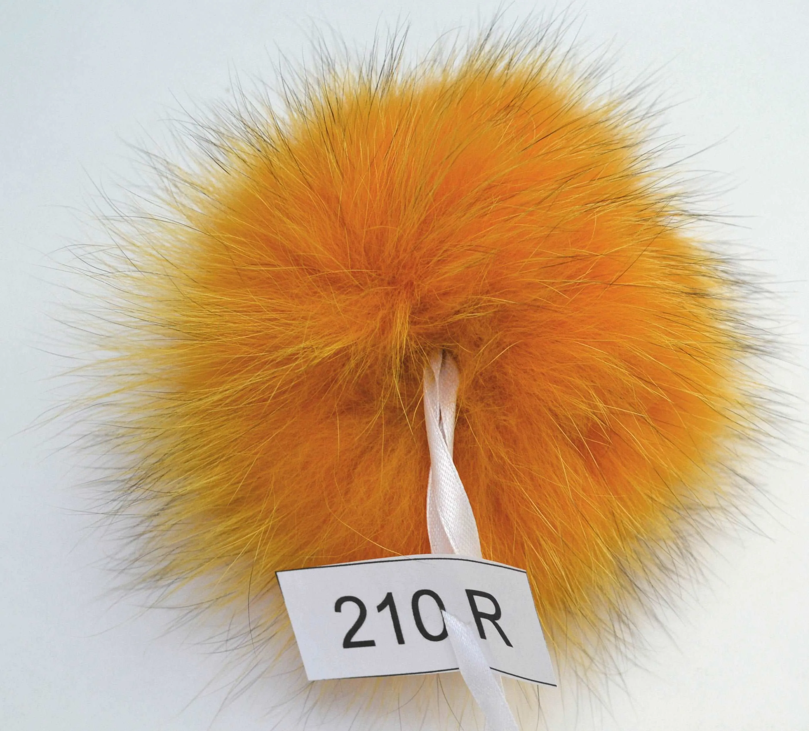 6" Orange Fox pompom with ribbons