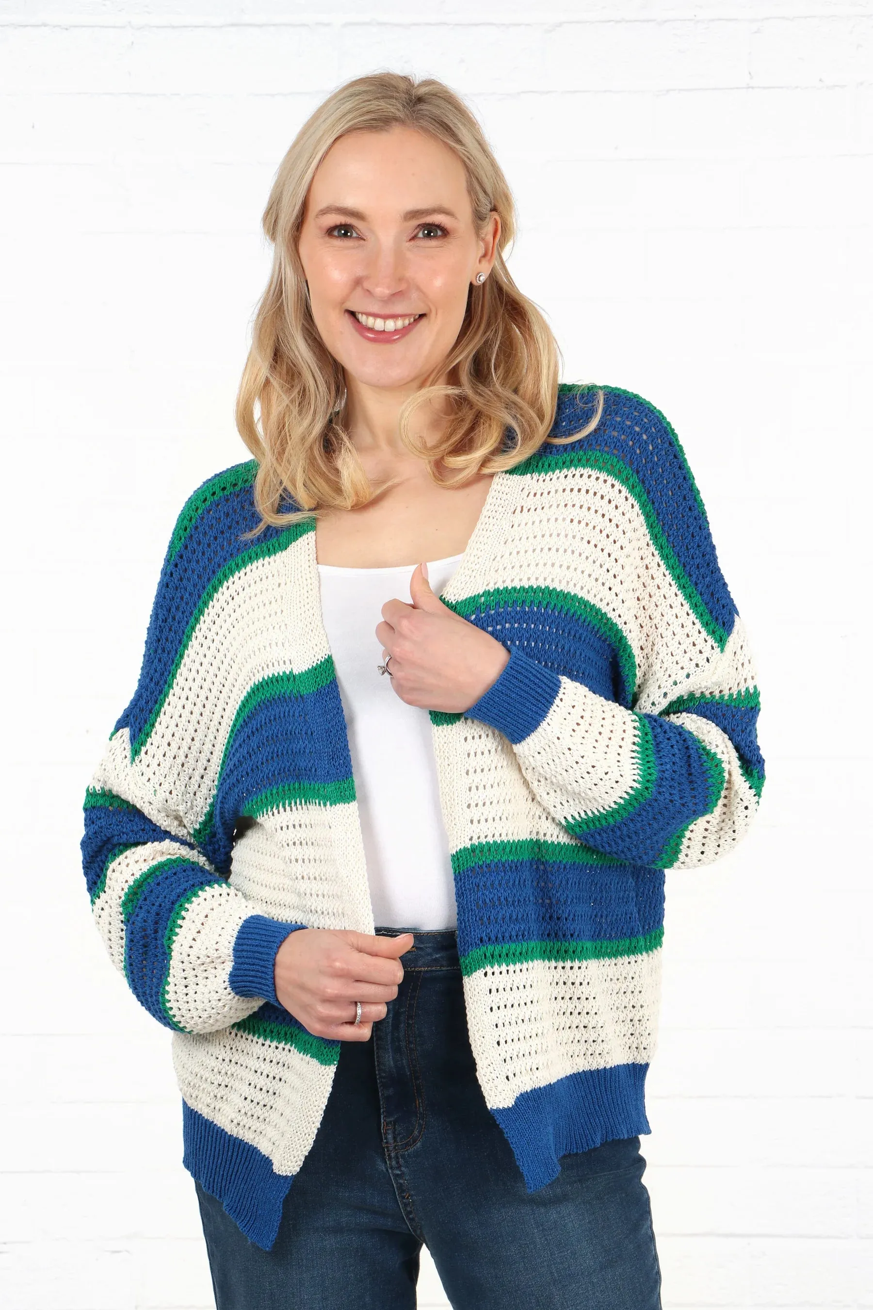 7020 Colour Block Striped Cardigan