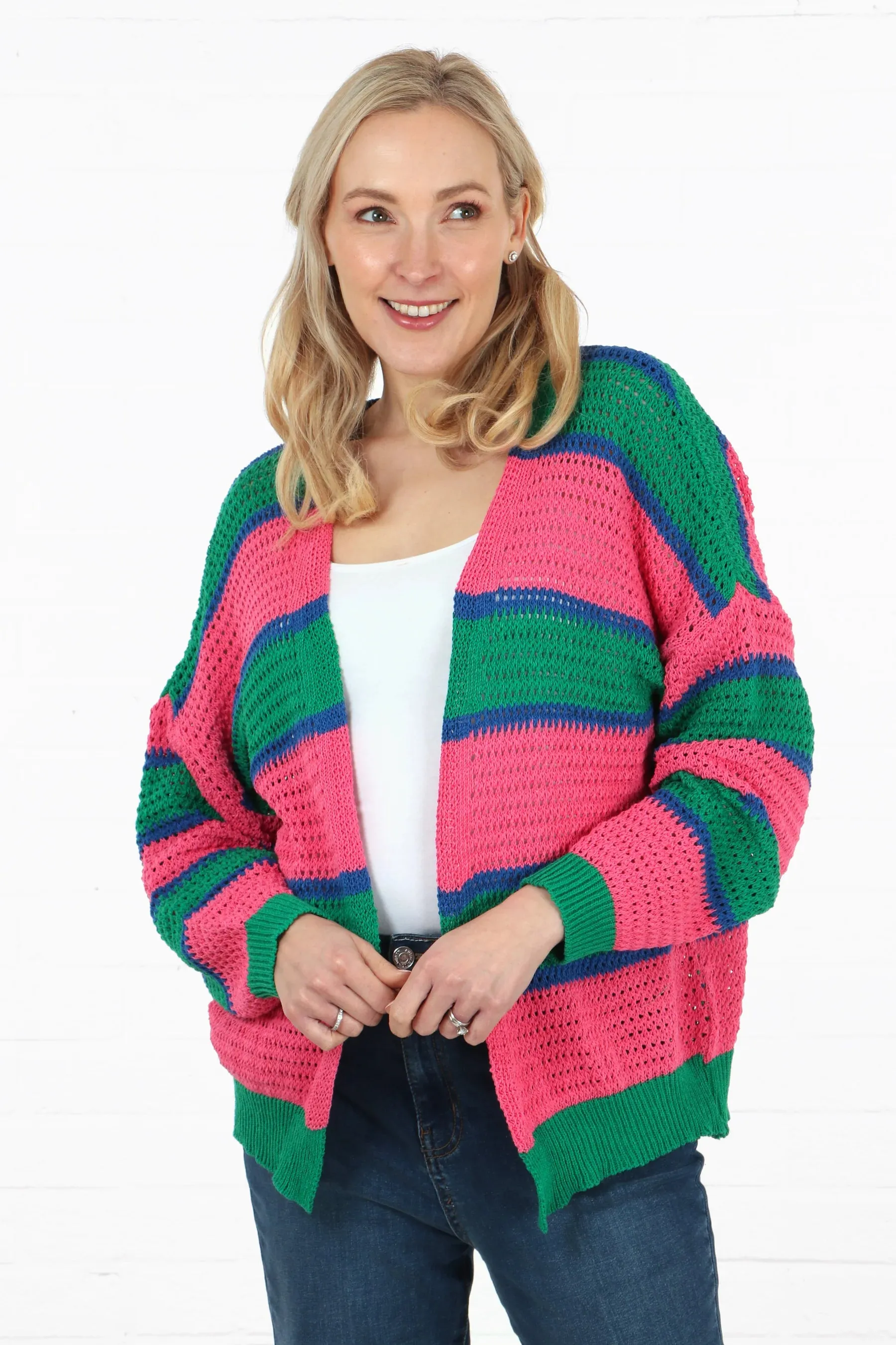 7020 Colour Block Striped Cardigan