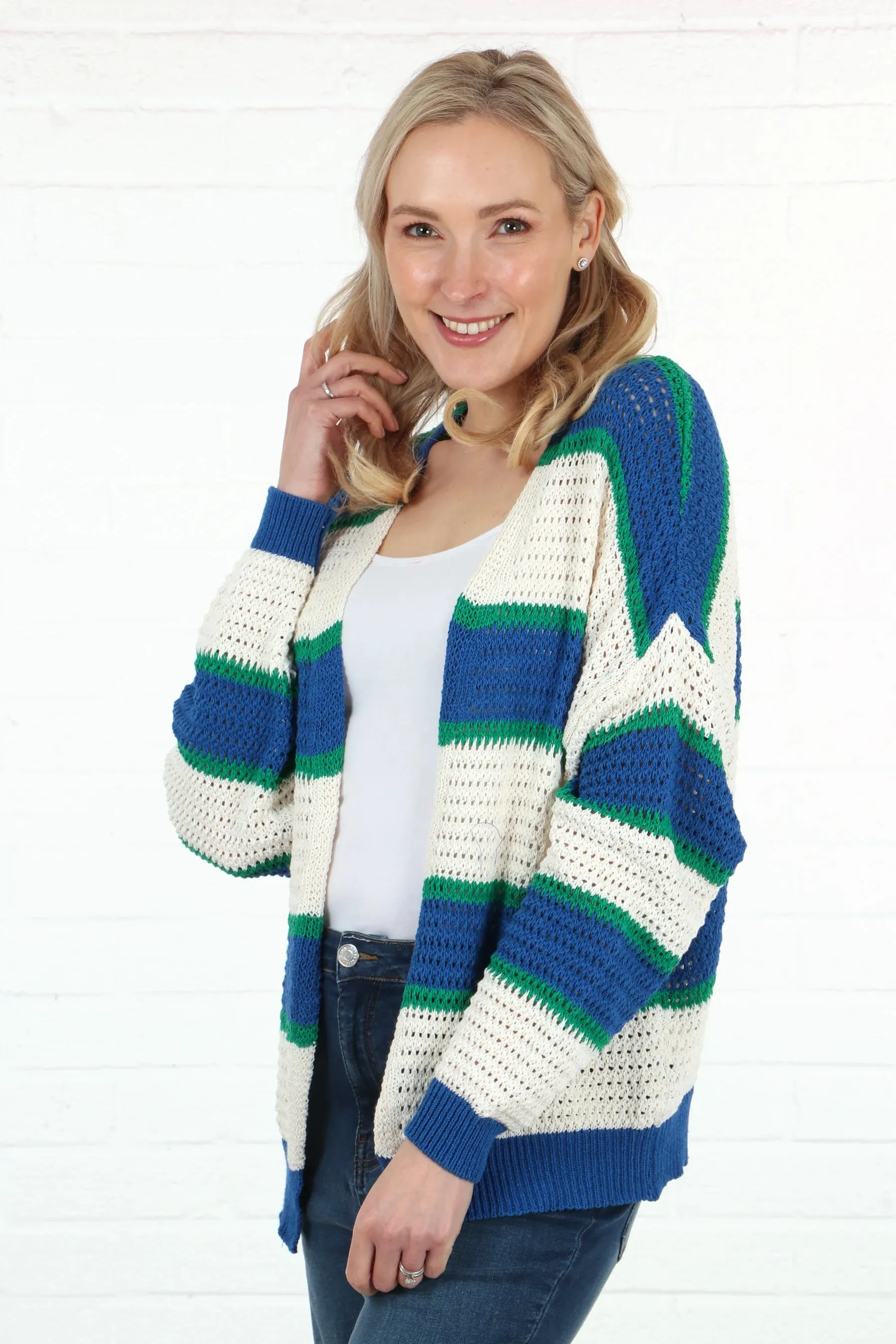 7020 Colour Block Striped Cardigan