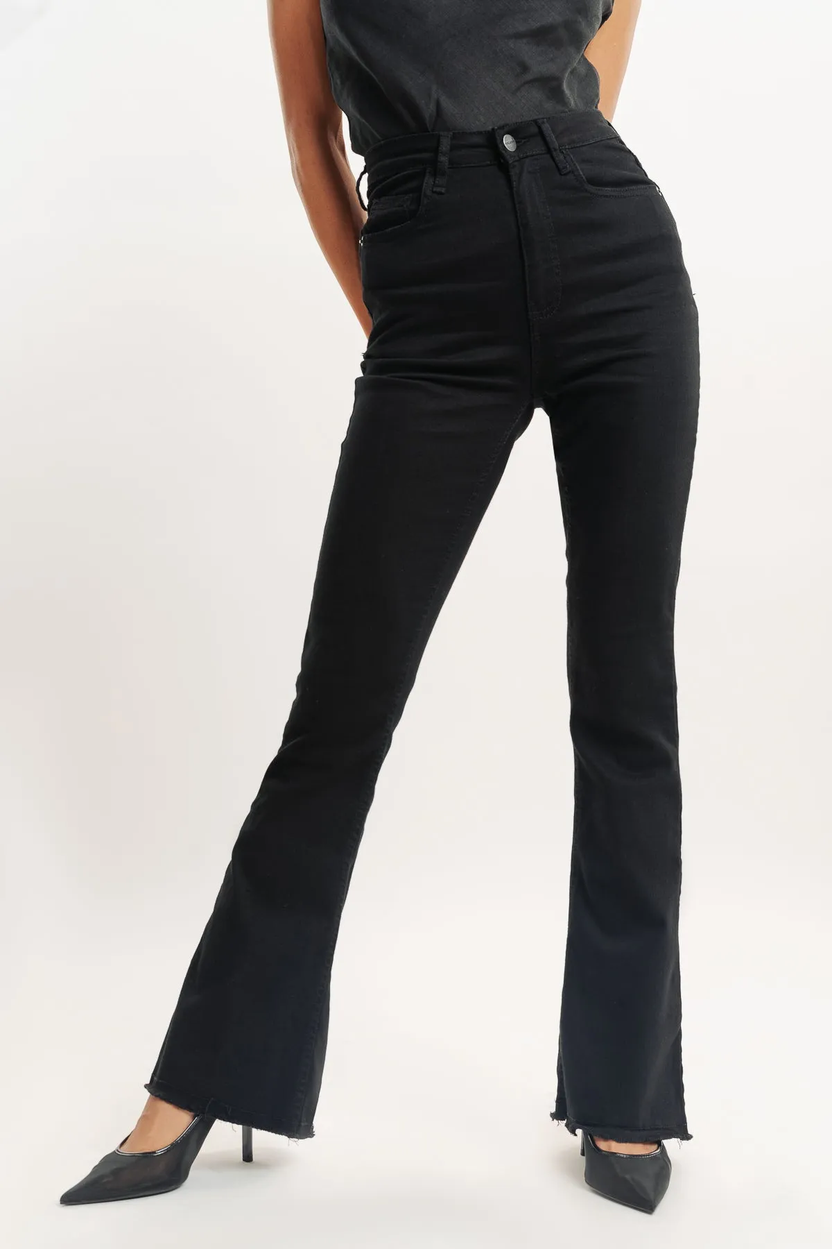 70's Slim Black Bootcut Jeans