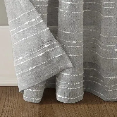 95"x52" Textured Slub Stripe AntiDust Curtain Panel Gray - Clean Window