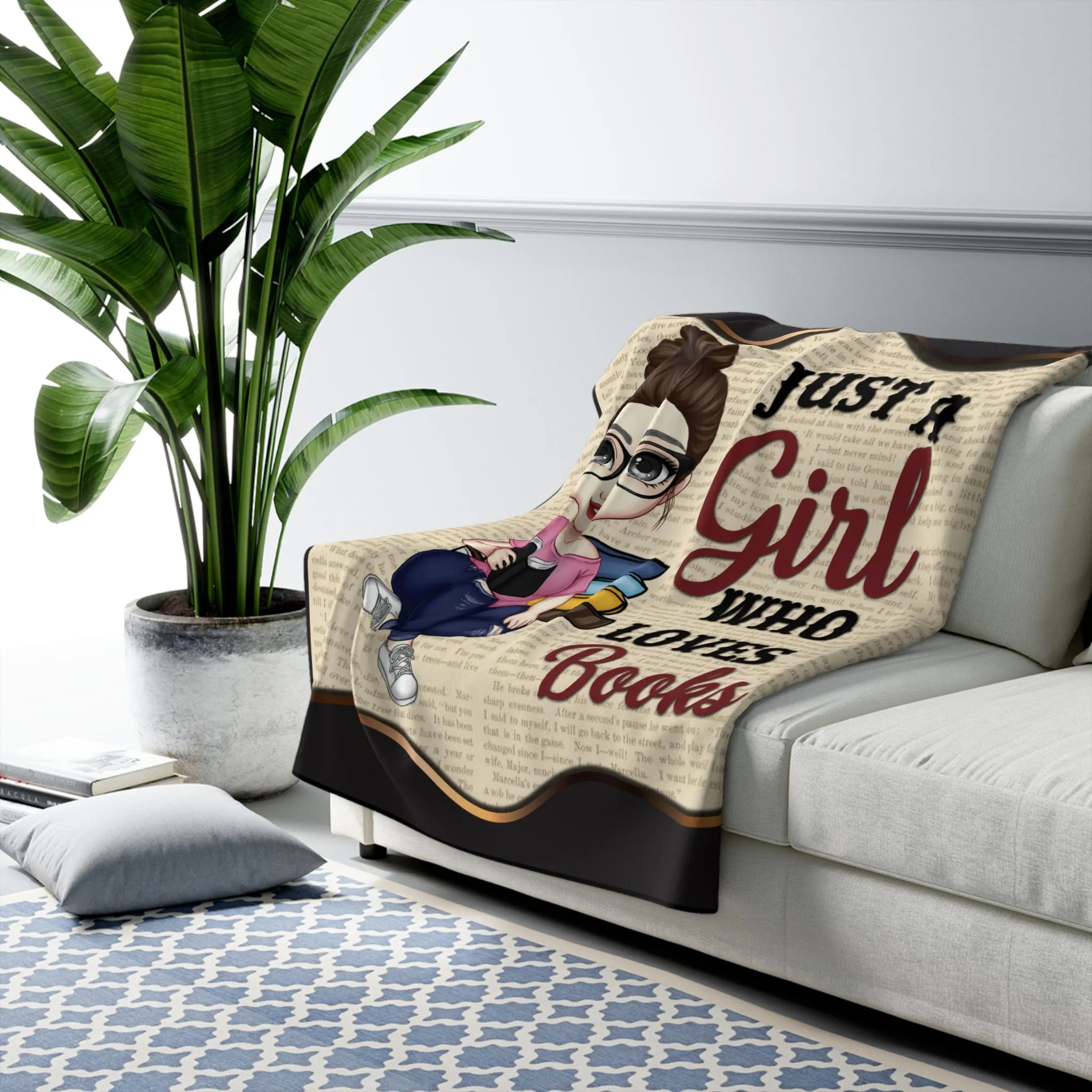 A Girl who Loves Books Blanket