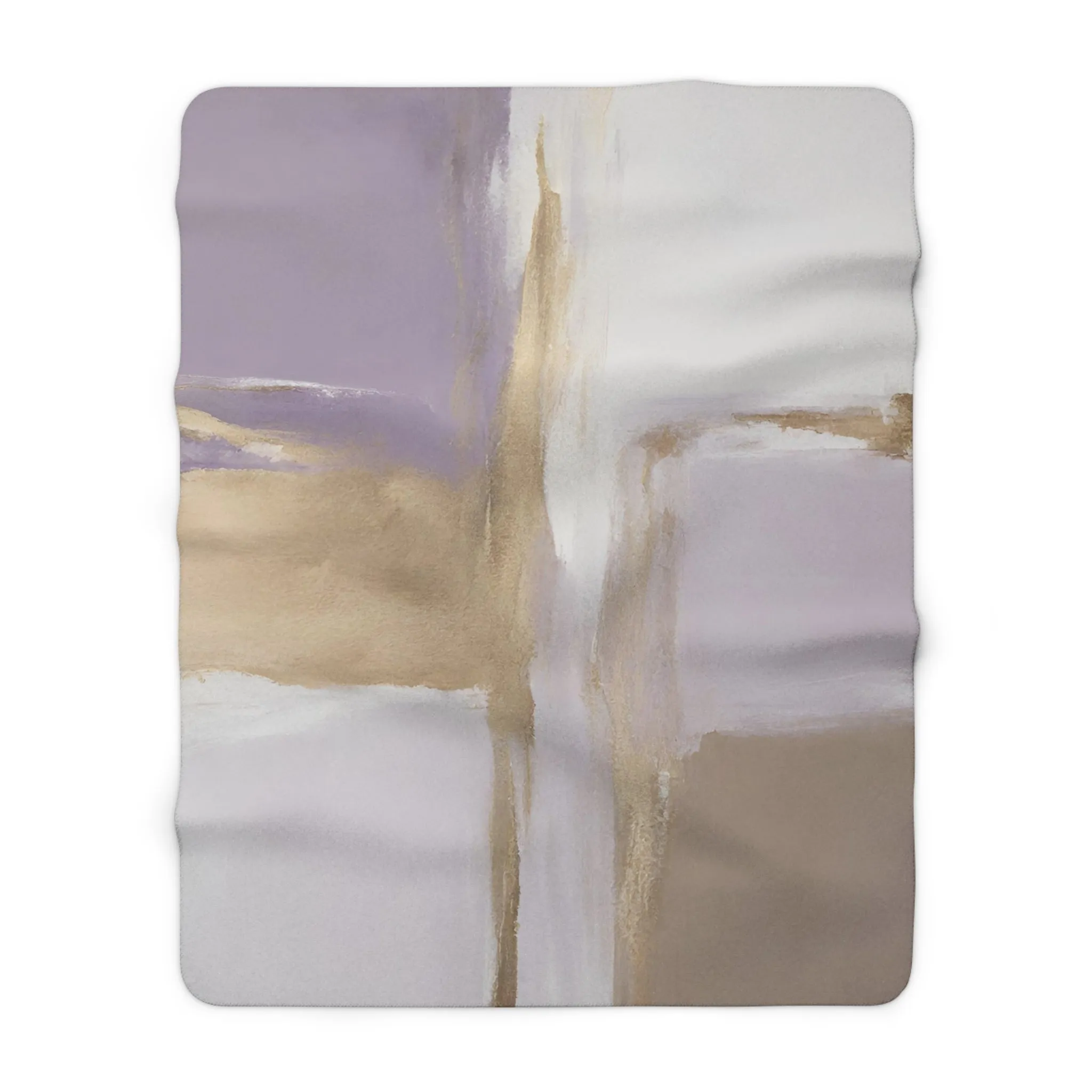 Abstract Boho Couch Throw Blanket | Lavender Purple, Muted Gold Beige