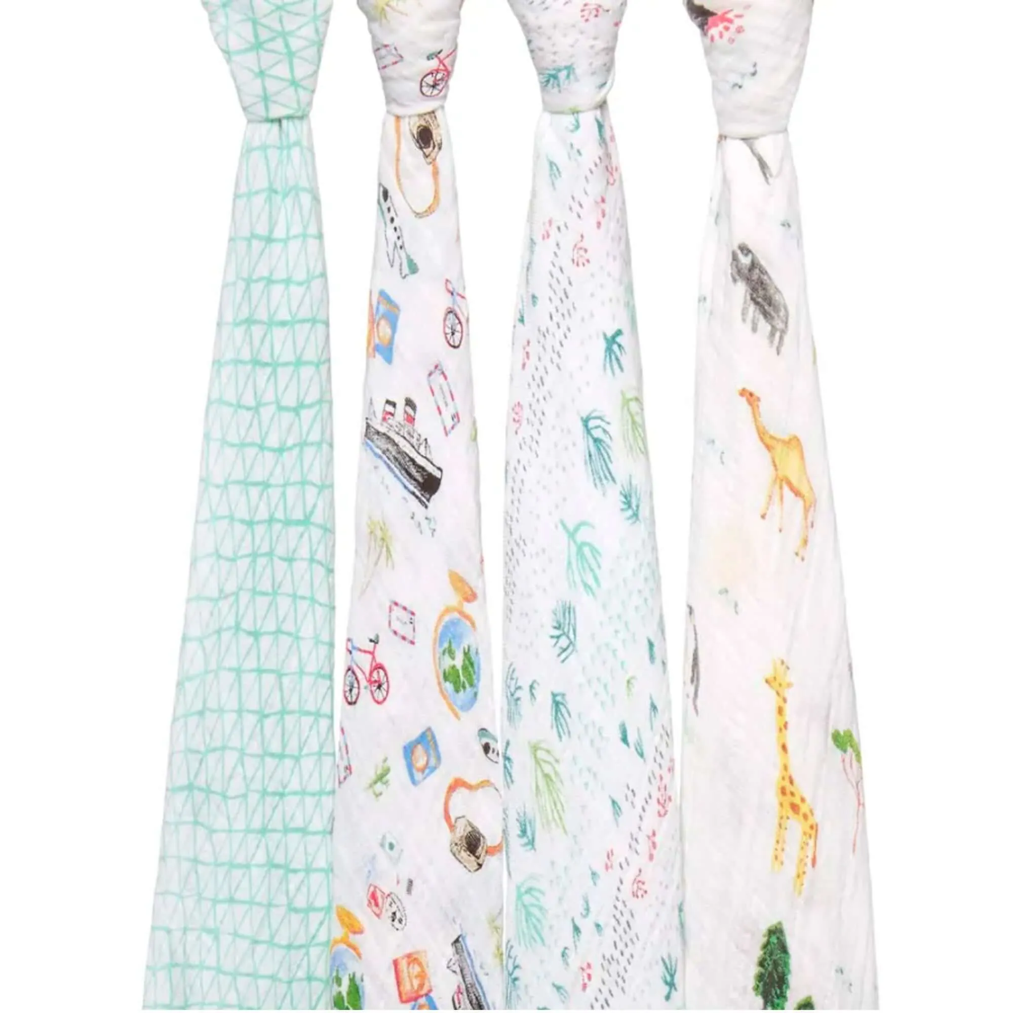 ADEN   ANAIS Cotton Muslin Swaddle (4 Pk) - Around the world