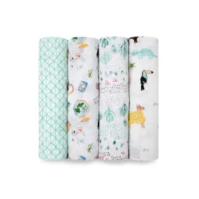 ADEN   ANAIS Cotton Muslin Swaddle (4 Pk) - Around the world