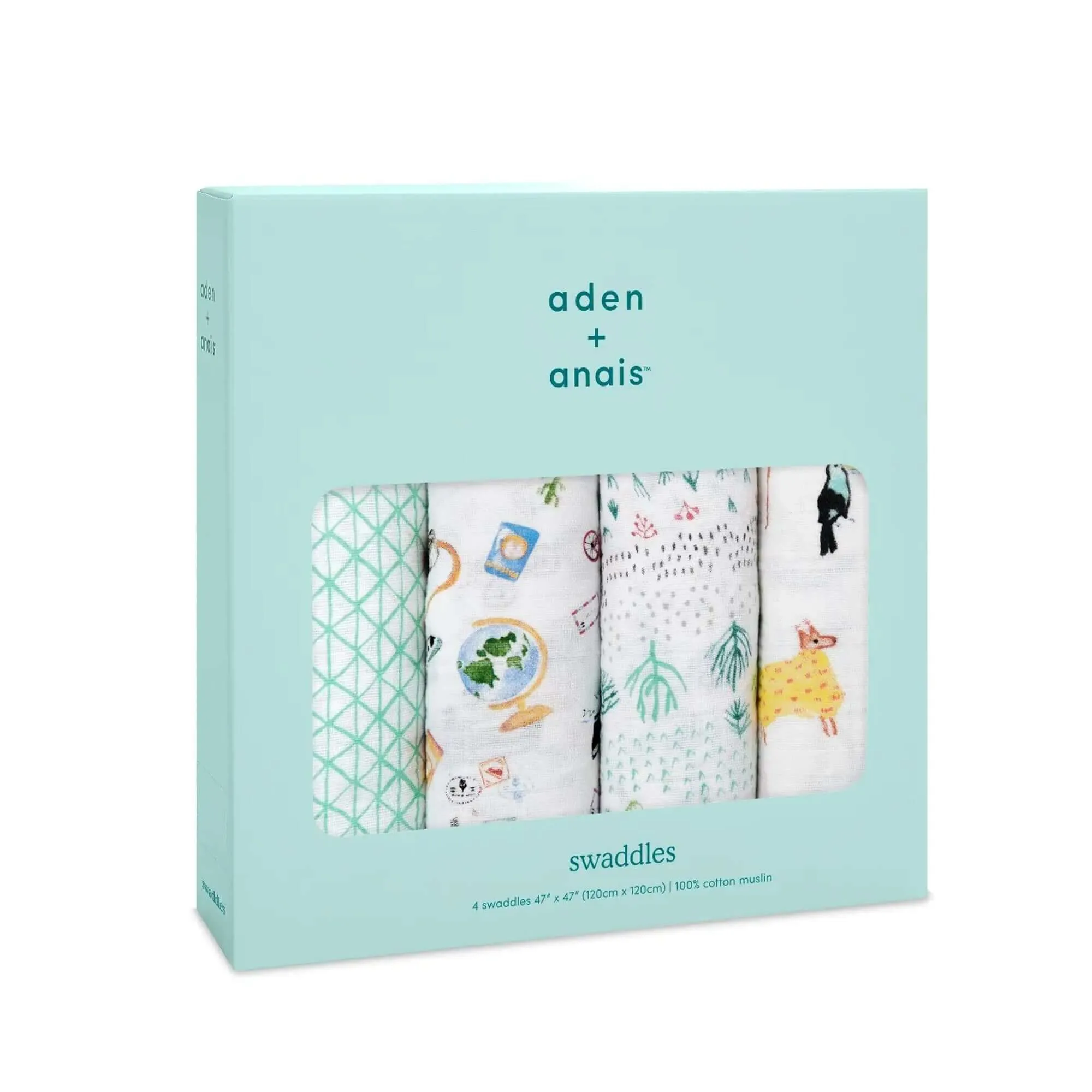 ADEN   ANAIS Cotton Muslin Swaddle (4 Pk) - Around the world