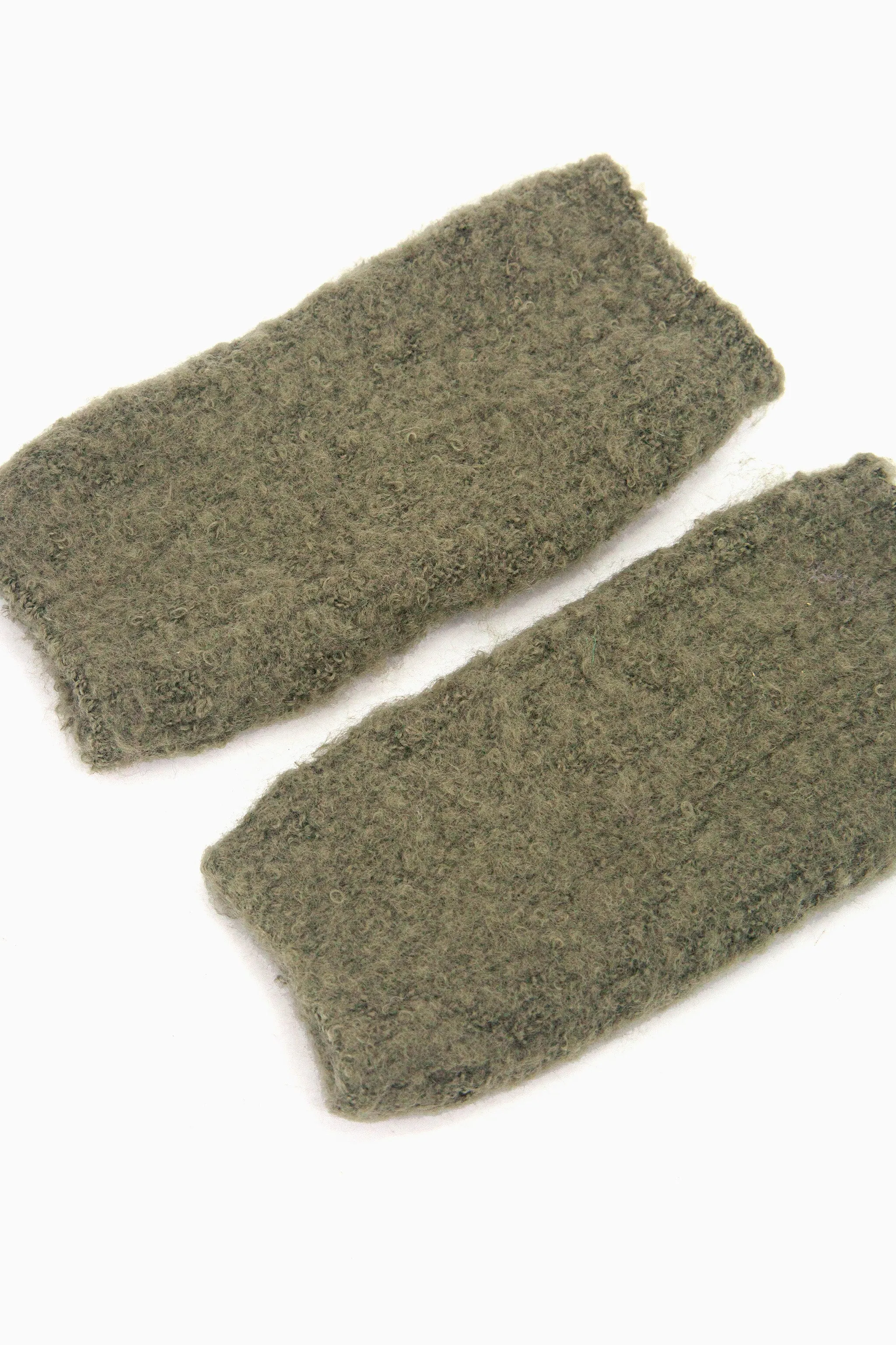 Alexa Textured Wrist Warmers - Khaki, Knitted