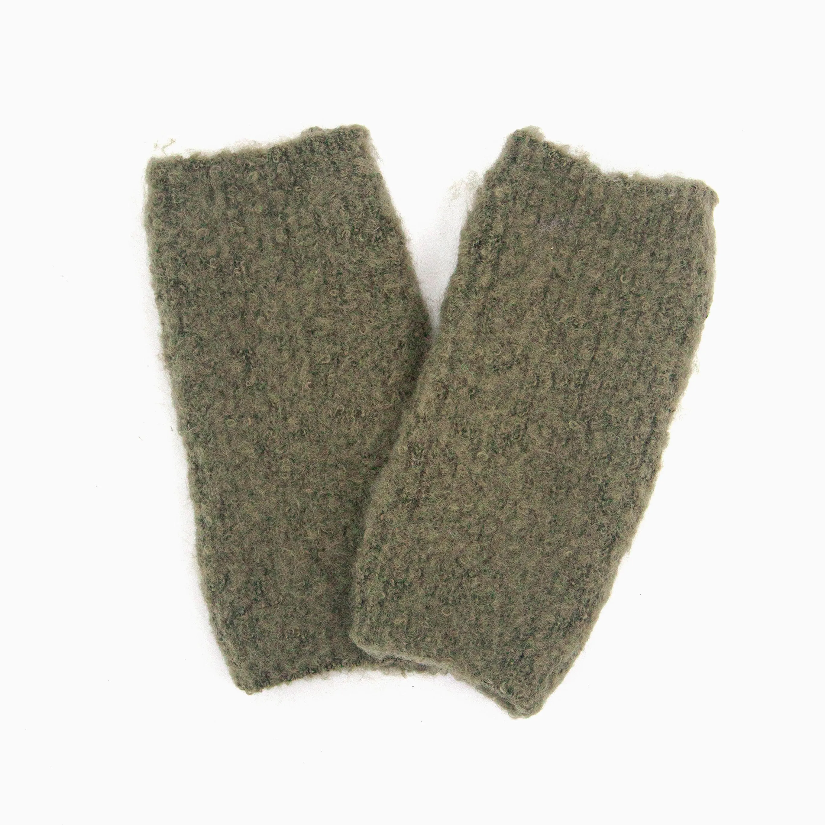 Alexa Textured Wrist Warmers - Khaki, Knitted