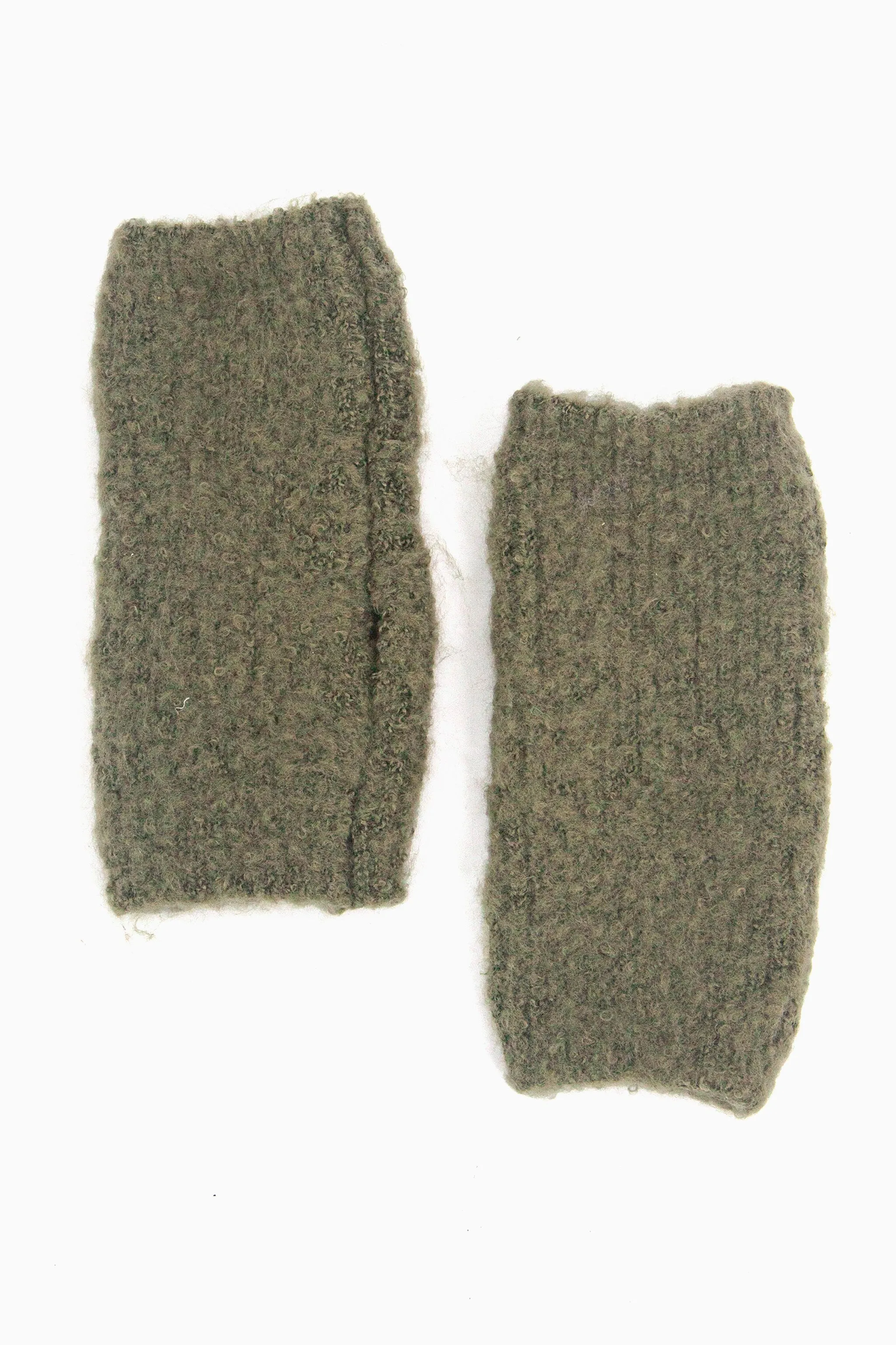 Alexa Textured Wrist Warmers - Khaki, Knitted