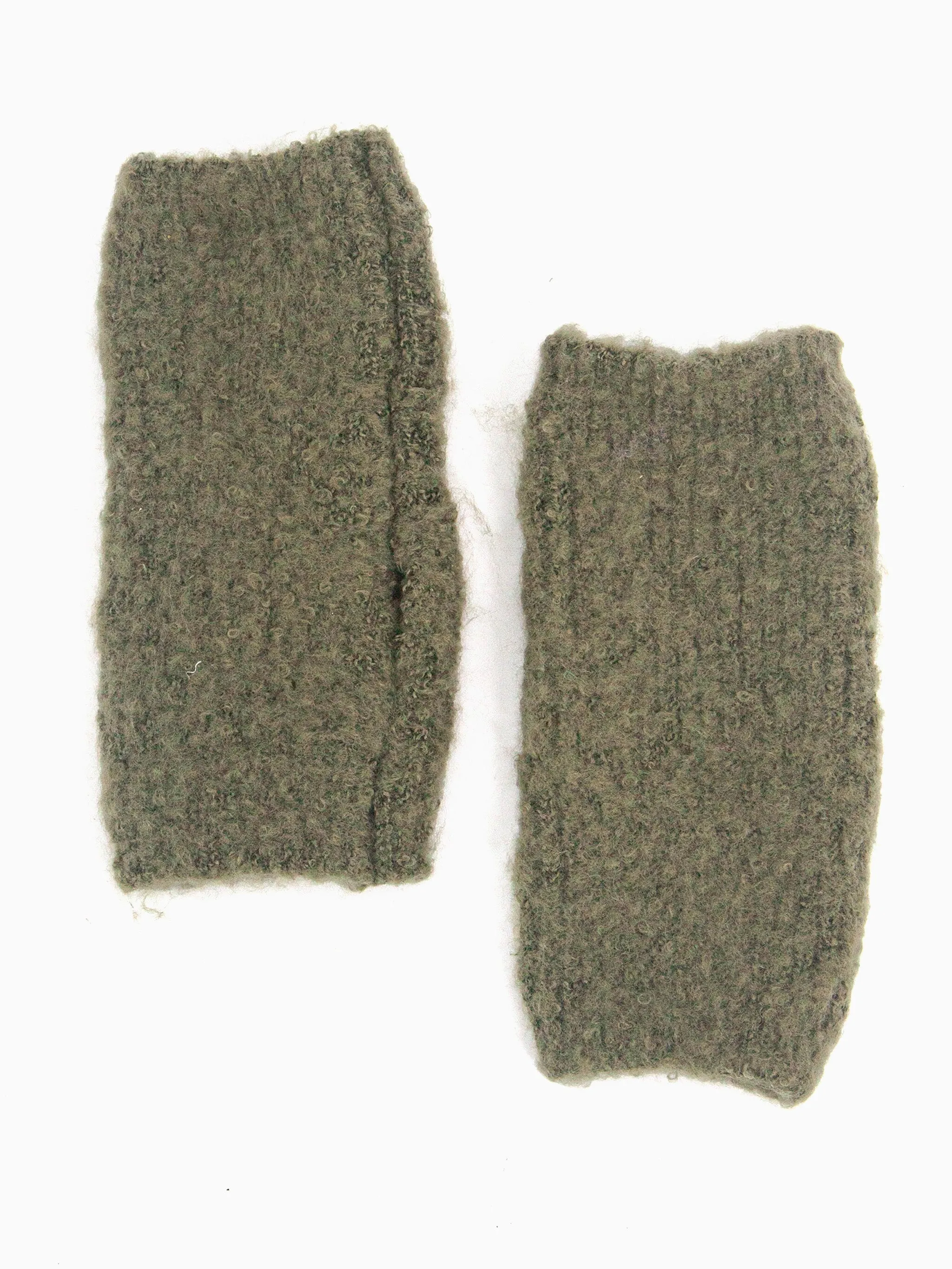 Alexa Textured Wrist Warmers - Khaki, Knitted