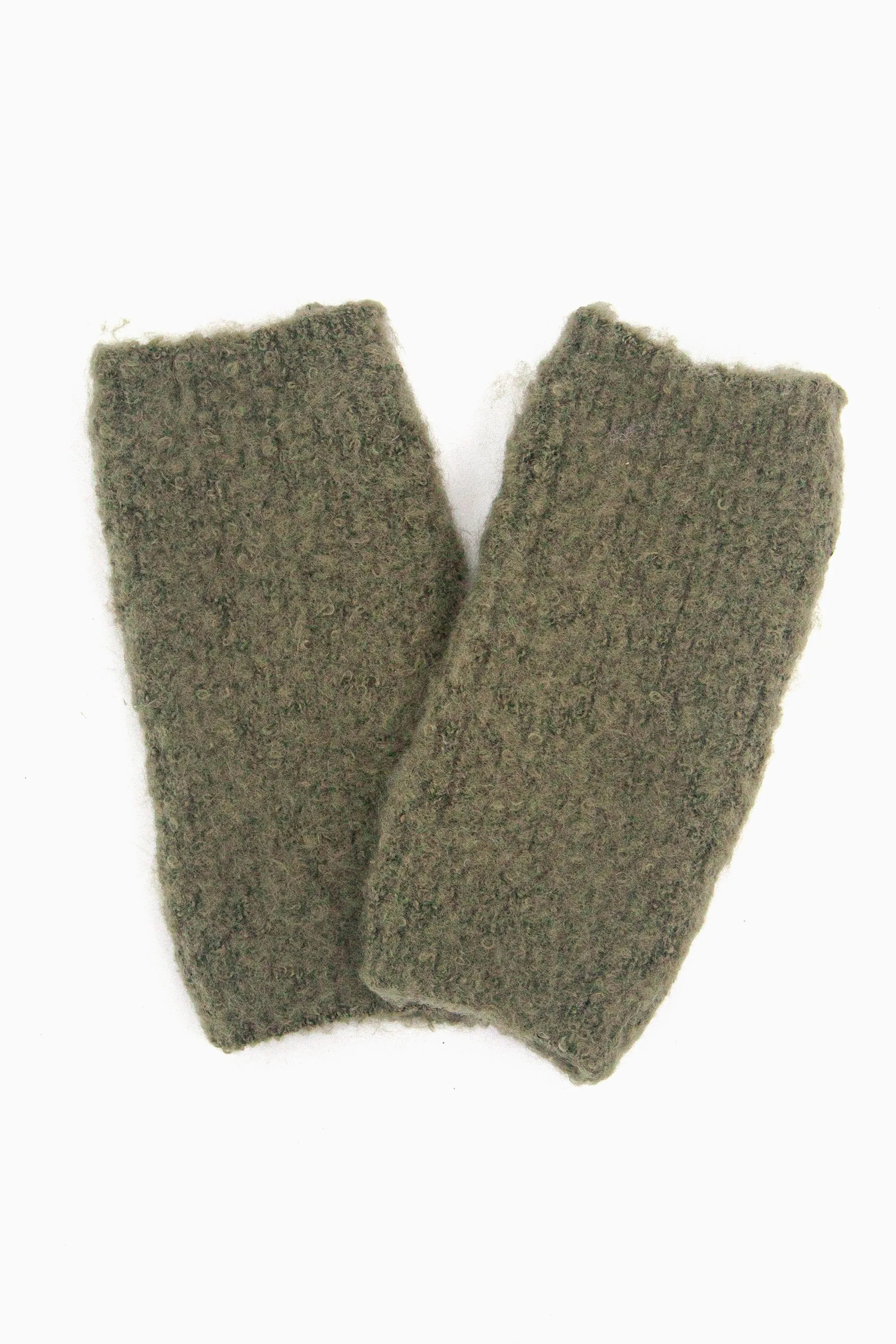 Alexa Textured Wrist Warmers - Khaki, Knitted