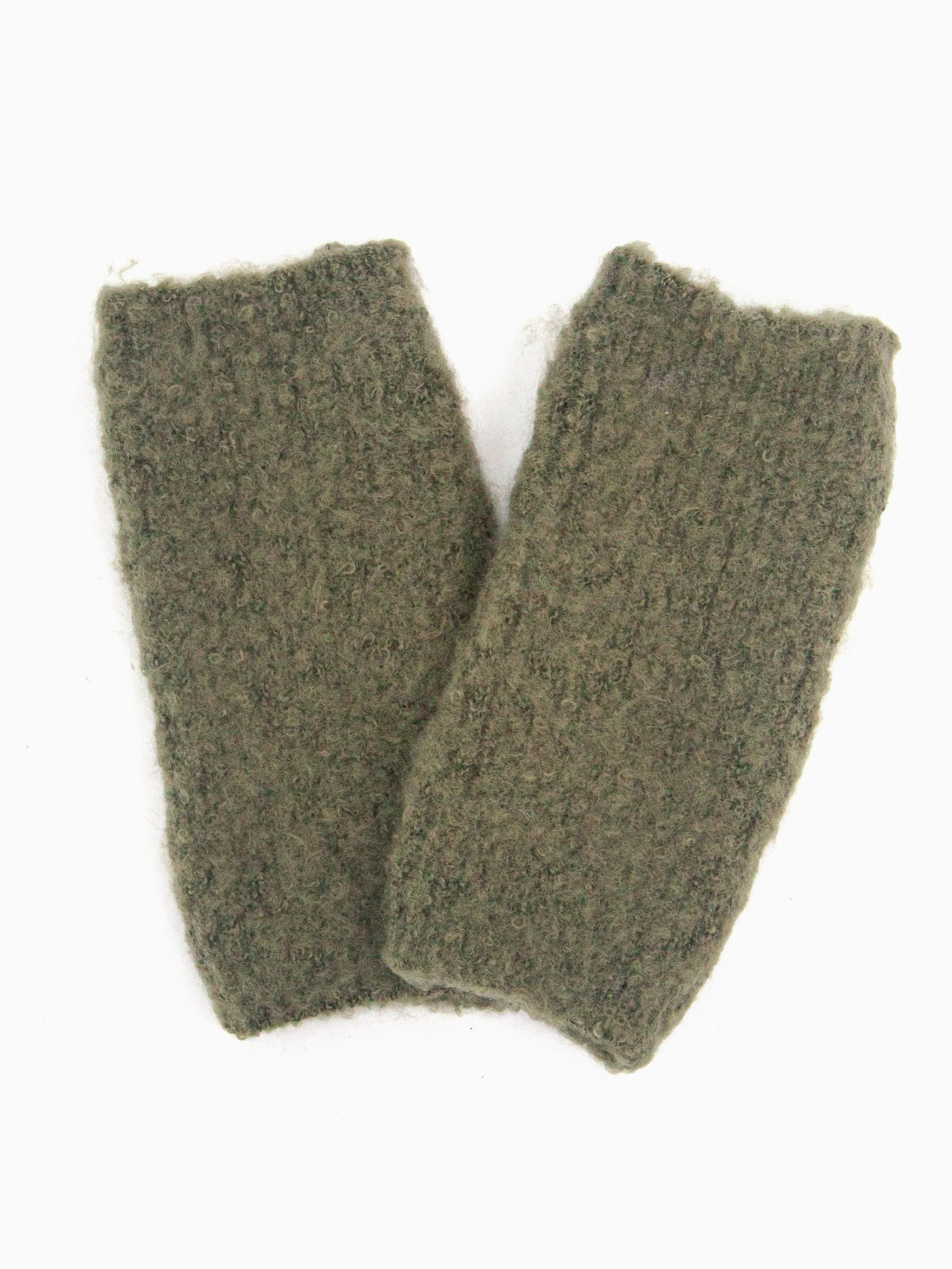 Alexa Textured Wrist Warmers - Khaki, Knitted