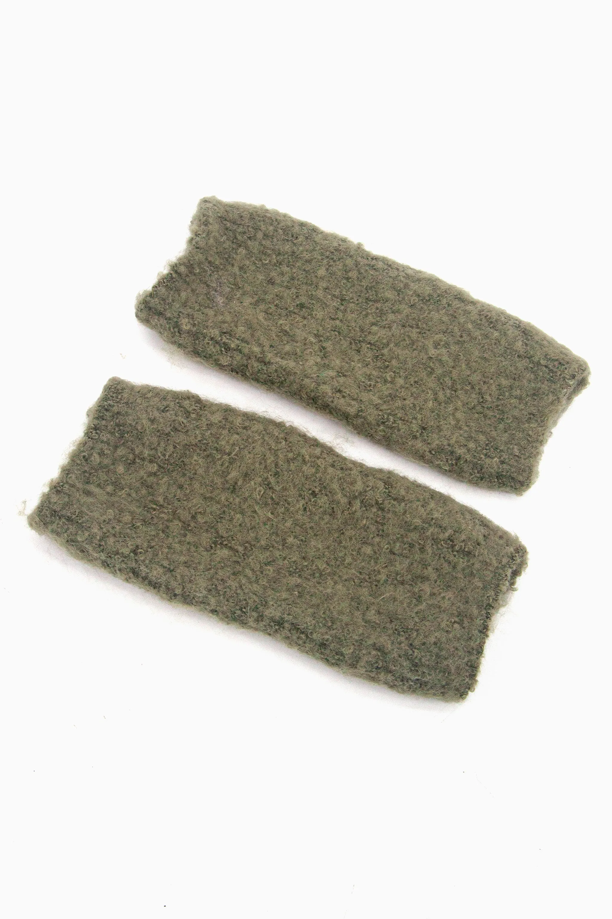 Alexa Textured Wrist Warmers - Khaki, Knitted